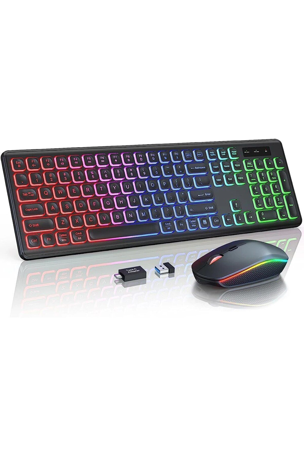 Choice-JOMAA 2.4G Wireless Keyboard Mouse Combo RGB Backlit Rechargeable Full-Size Ergonomic Type-c Wire... 1