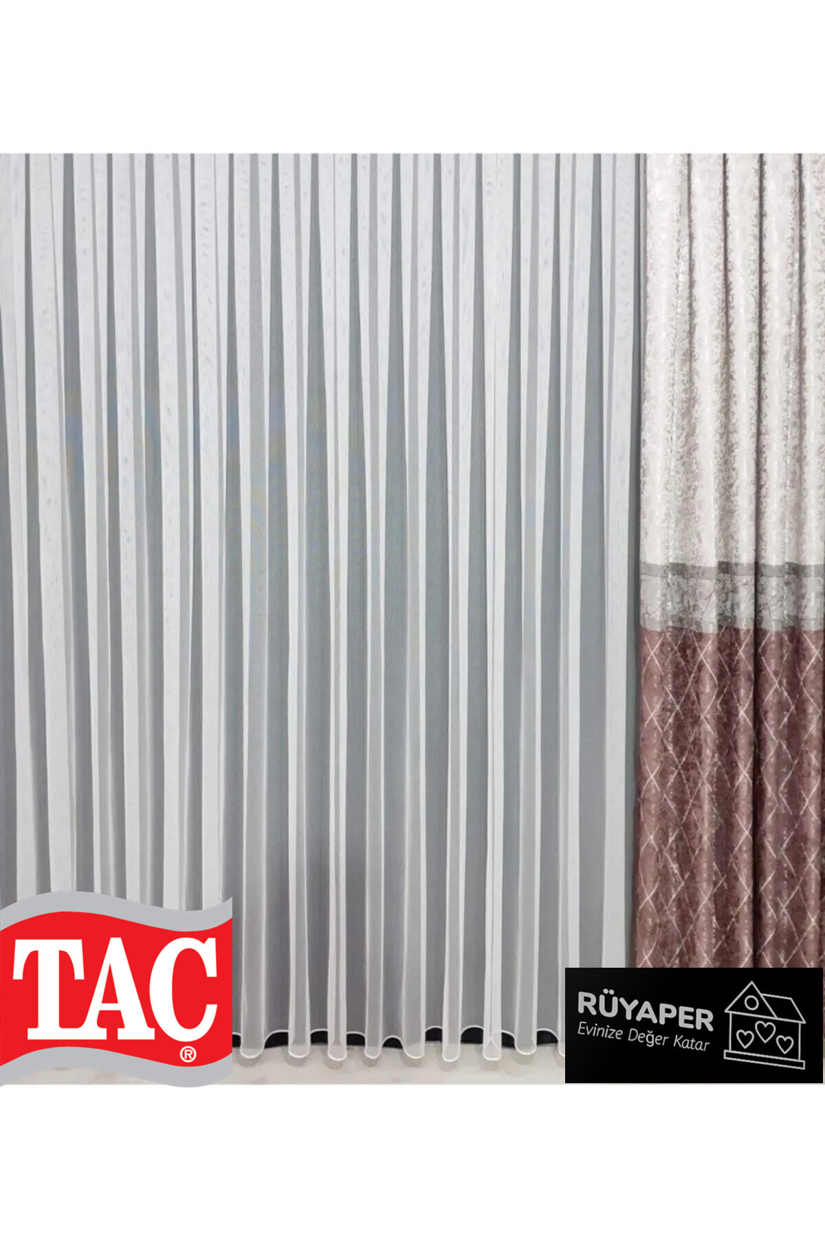 Taç-Grek Bulleted Plain Tulle Curtain - Dreamer, Thin Pile1/3 5