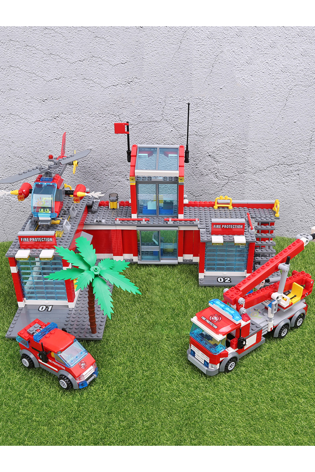 بدون جعبه اصلی HUIQIBAO ۷۷۴ تکه بلوک‌های ساختمانی مدل ایستگاه آتش‌نشانی شهری، ماشین آتش‌نشانی پسرانه Educa