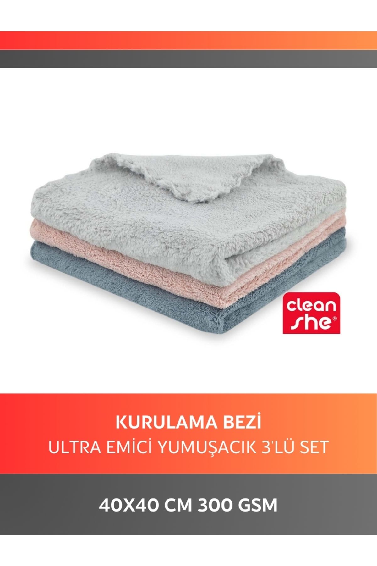 Cleanshe Mucize Ultra Emici Ve Yumuşacık Mikrofiber Temizlik Bezi 3'lü Set 40x40 Meşhur Pompik Bez