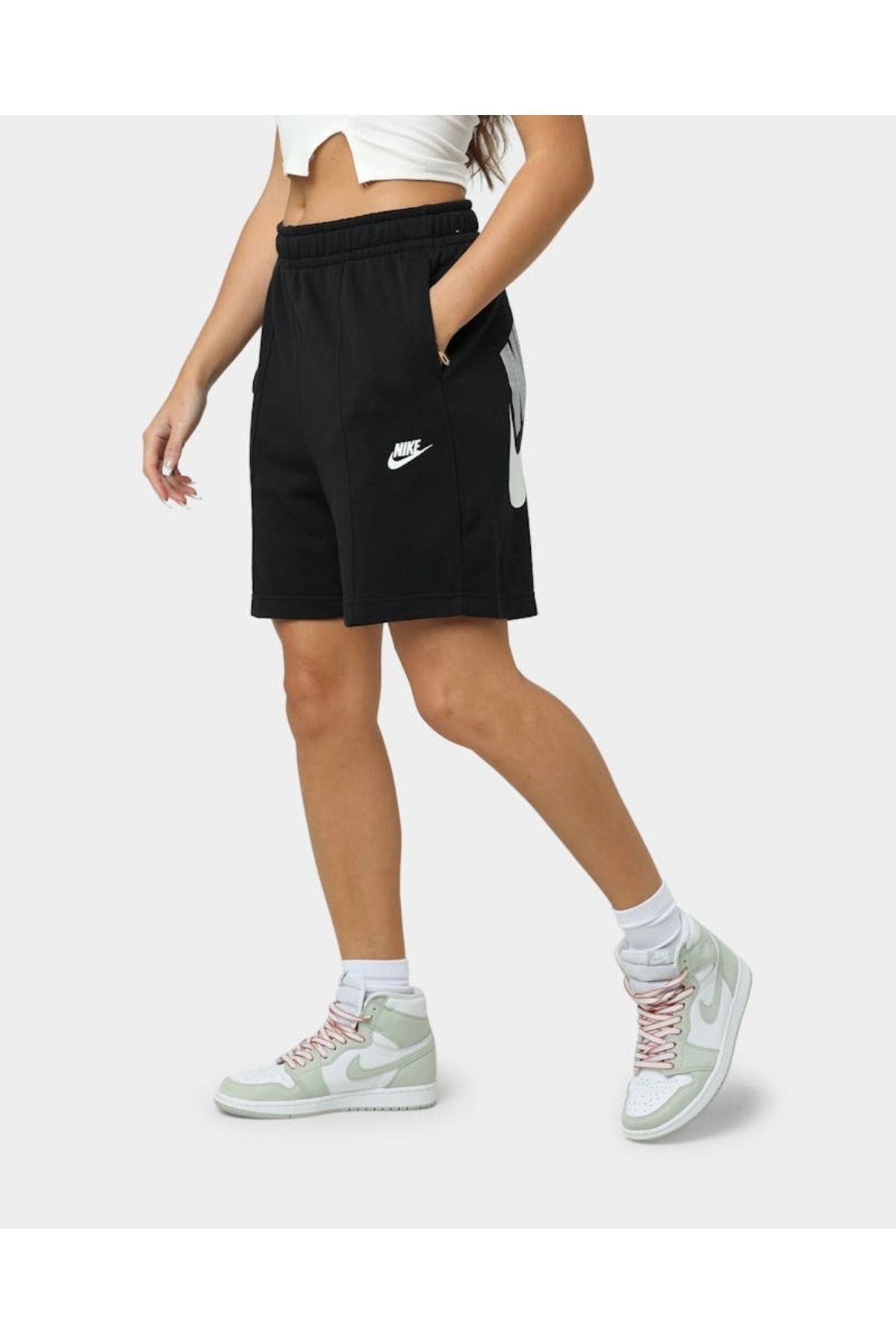 Nike-Sportswear High-Rise Fleece Dance Black Women's Shorts 4