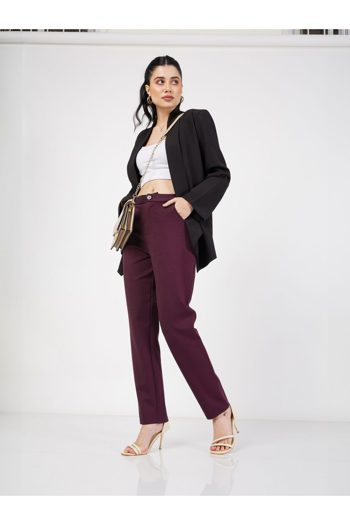 Sassafras By Styli-Solid Tapered Pants 2