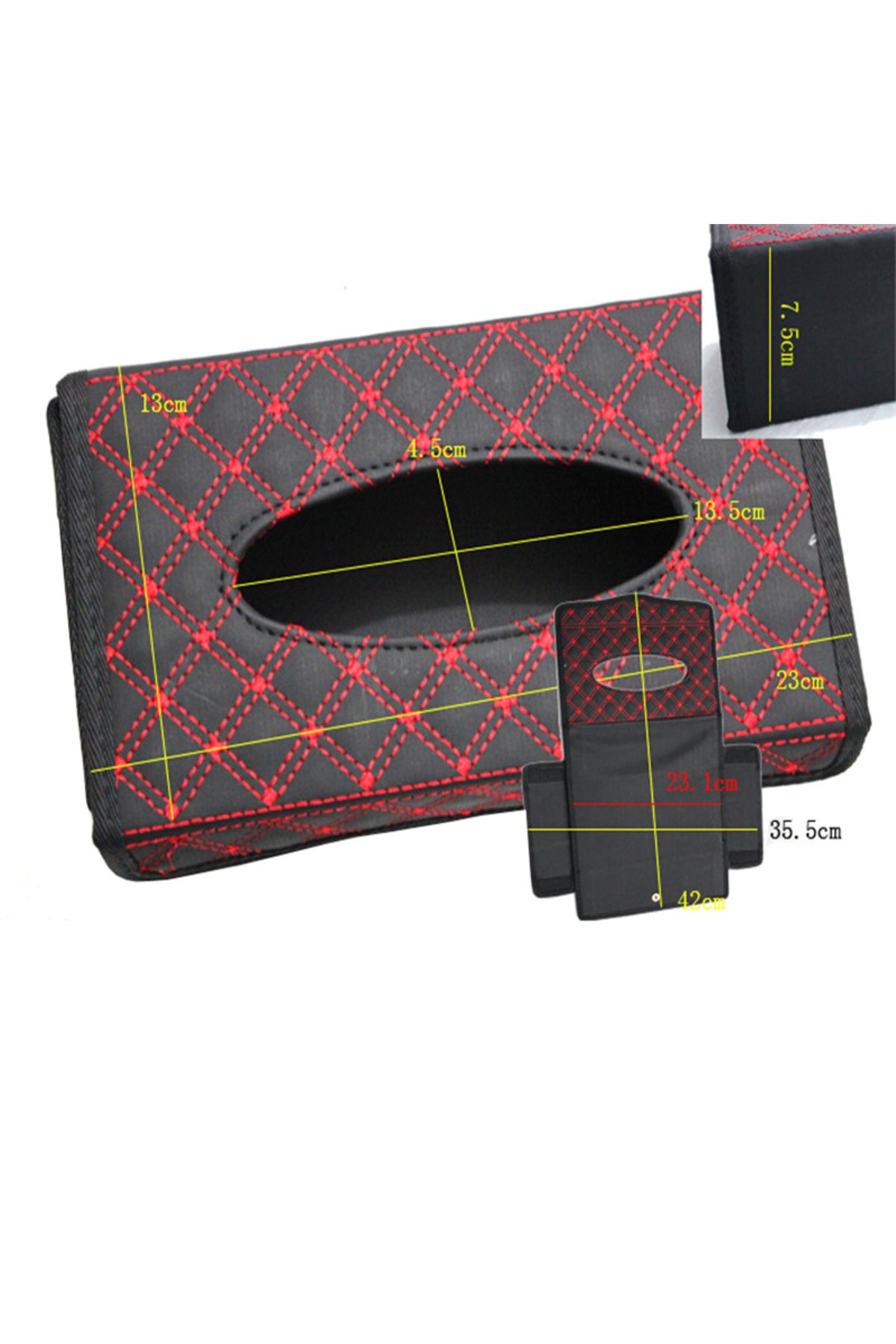 Choice-1PC Desktop Tissue Box PU Leather Luxury Car Tissue Boxes Auto Interior Storage Decoration Room H... 6