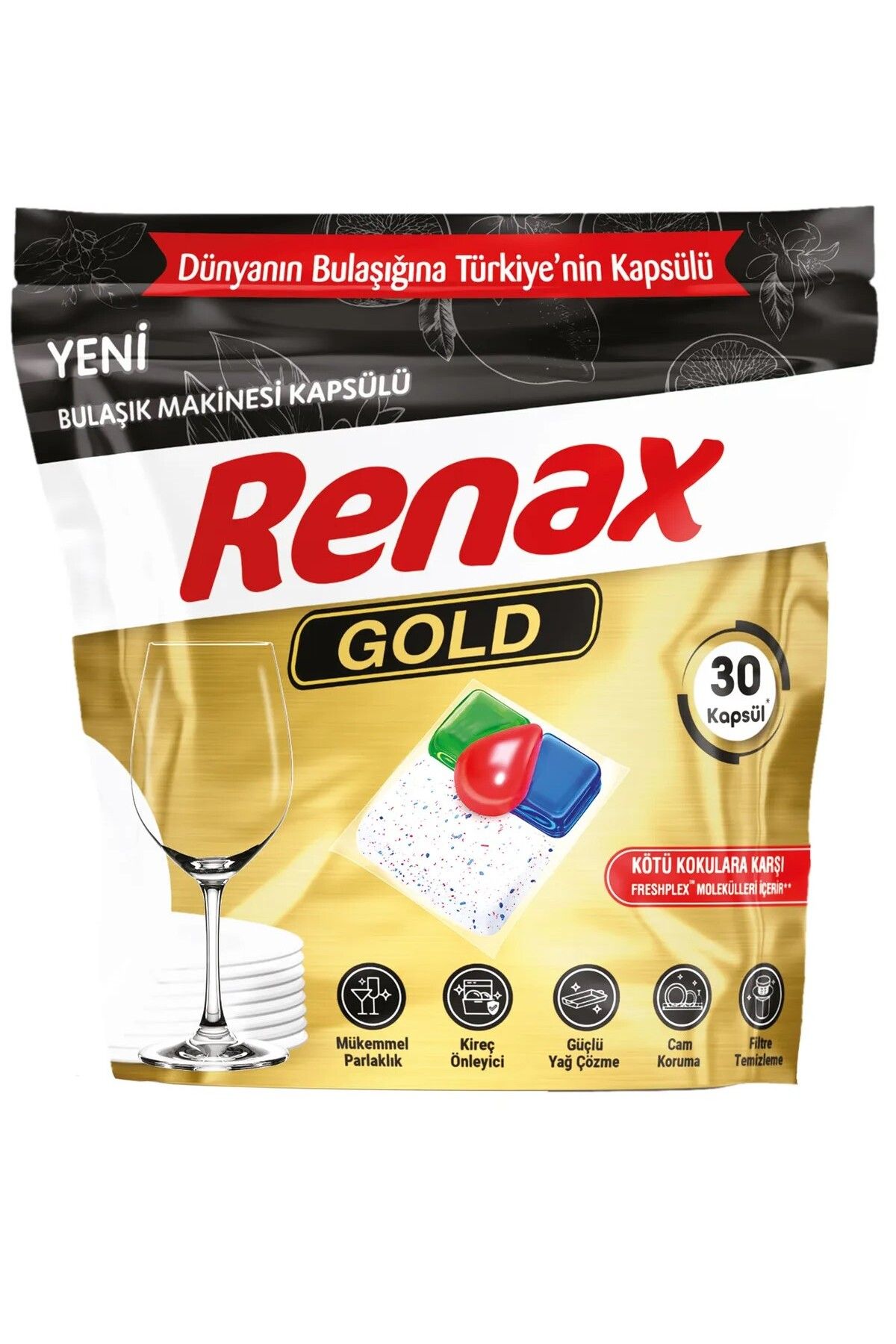 RENAX Gold Bulaşık Makinesi Kapsülü Hepsi Bir Arada 30 Lu