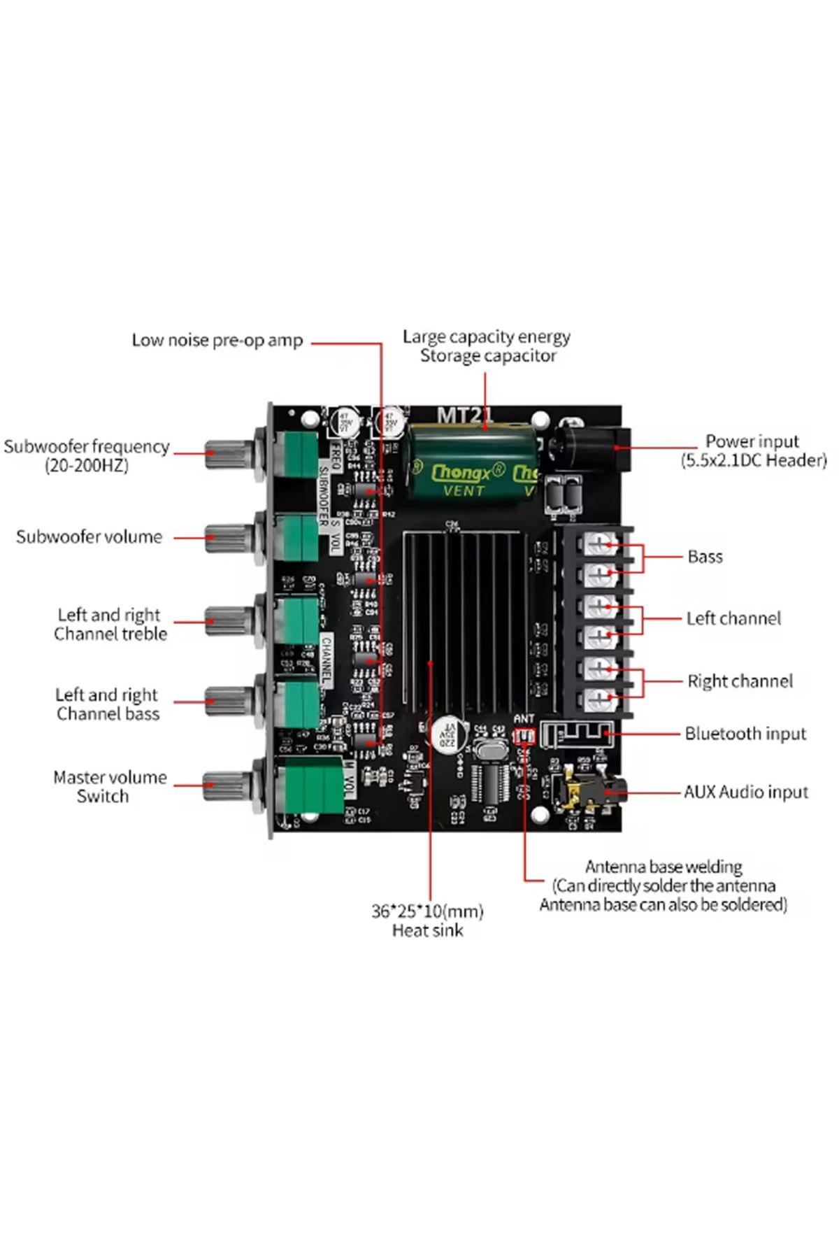 Choice-ZK-MT21 Channel Bluetooth 5.0 CS8673E 2.1 Subwoofer Amplifier Board 50W X 2+100W Power Audio Ster... 3