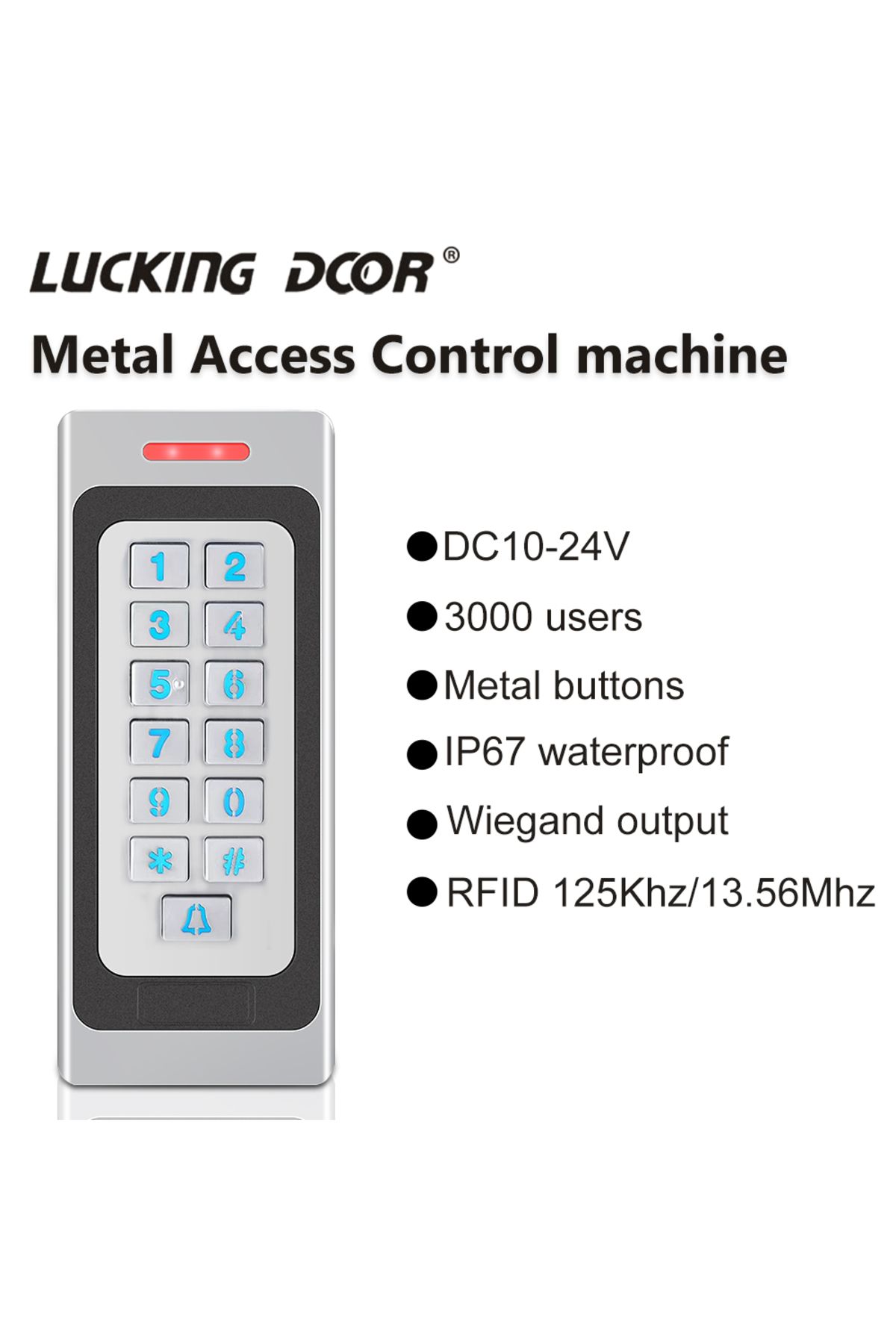 Choice-DC10-24V Access Control Keypad RFID Digicode Reader Metal Case and Keyboard IP67 Waterproof 3000U... 5