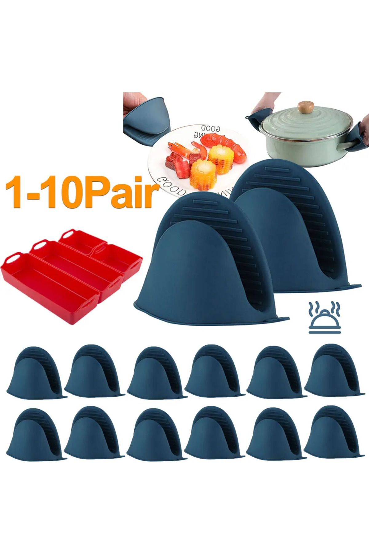 Choice-1-10Pair Oven Mitts Silicone Heat Resistant Pinch Mitts Cooking Pinch Grips Pot Holder and Pothol... 2