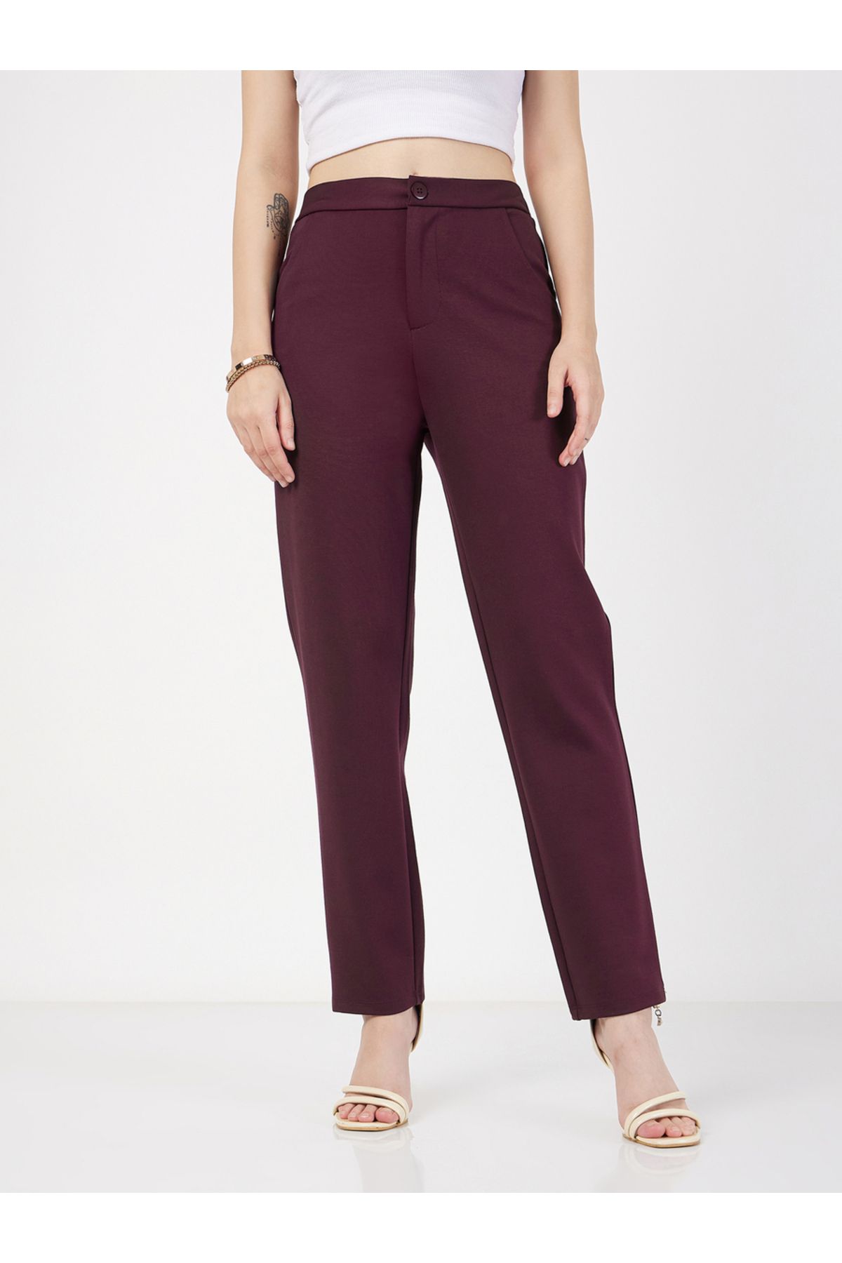 Sassafras By Styli-Solid Tapered Pants 1