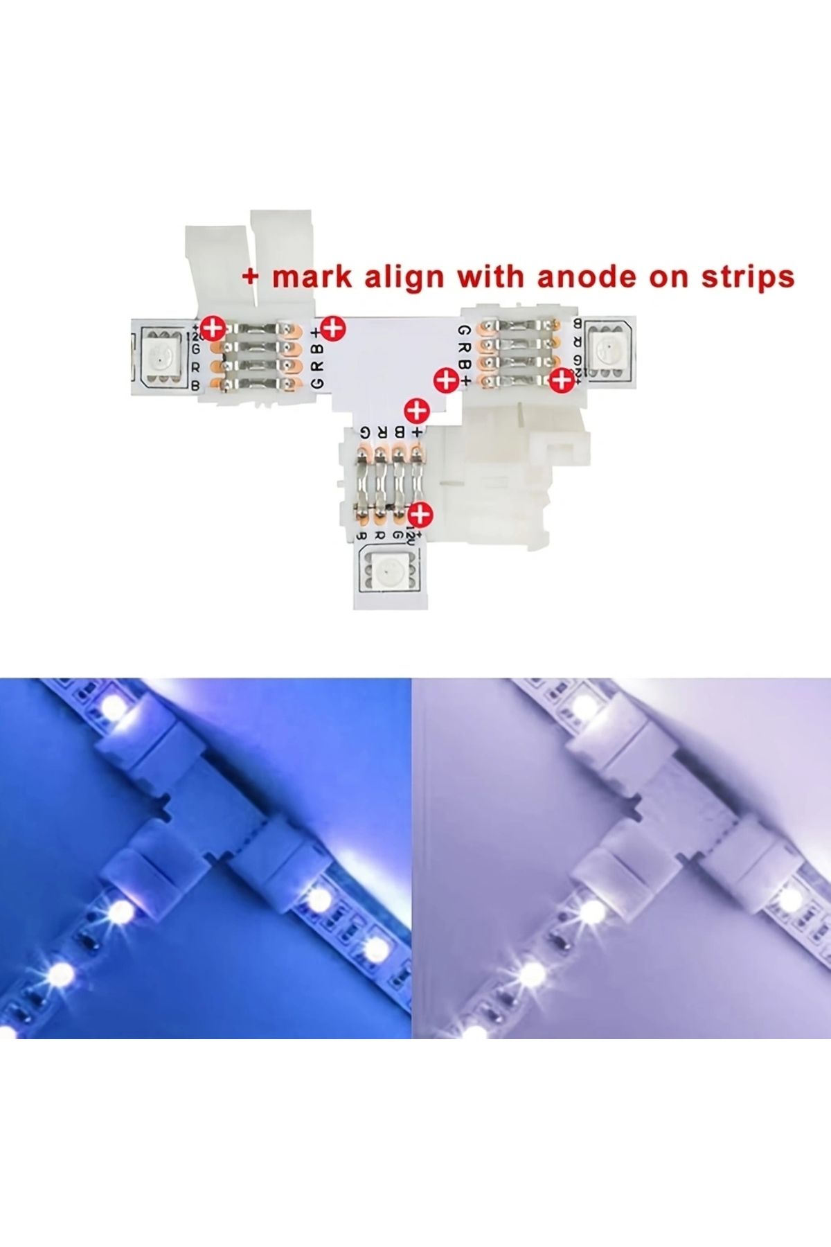 Choice-95Pcs LED Strip Connector for 5050 10mm 4Pin L Shape T Shape Solderless Gapless Adapter, 2 Way Sp... 5