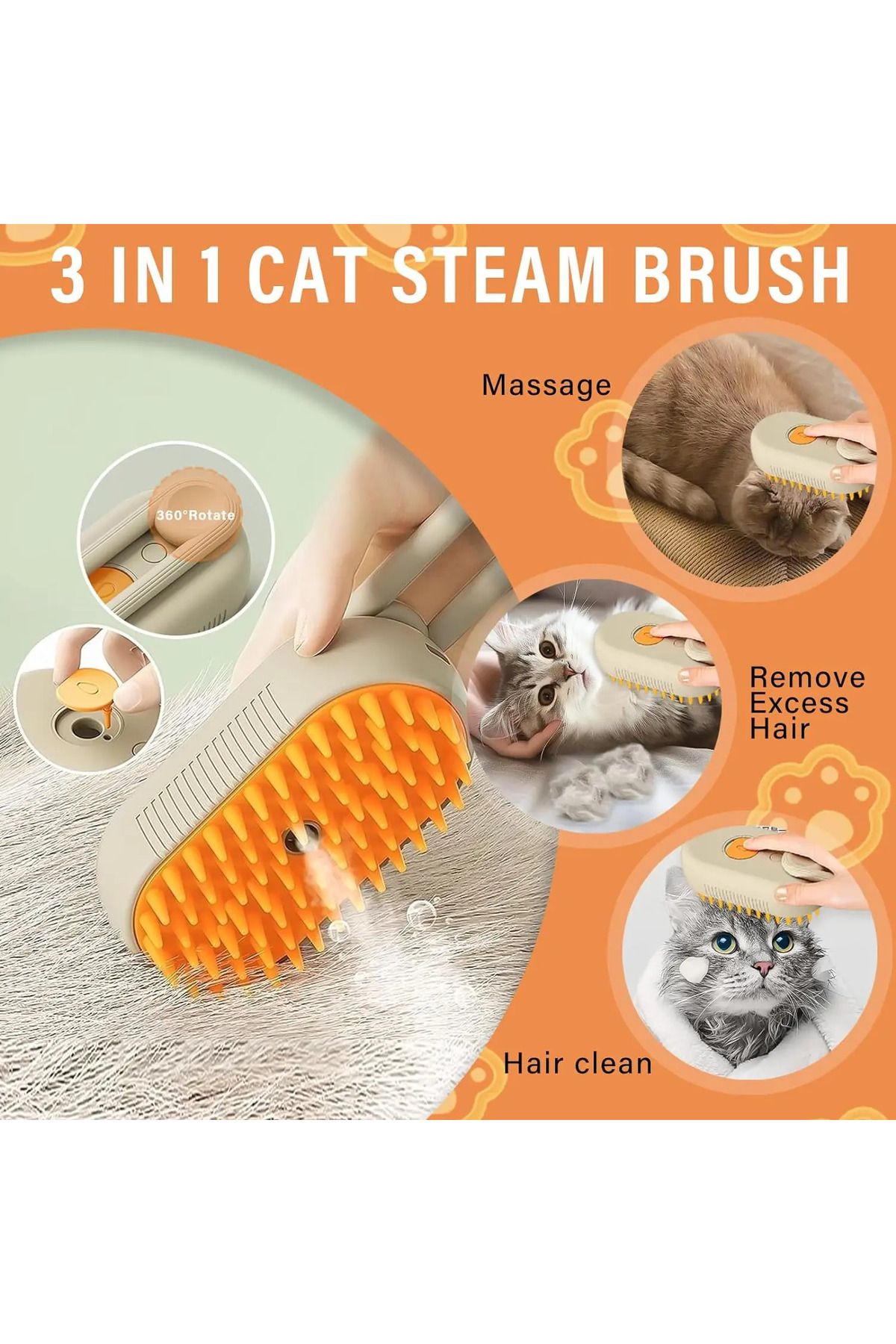 Choice-3 in 1 Pet Dog Cat Brush Cat Steam Brush Comb Dog Brush Electric Spray Cat Hair Brushes Massage P... 5