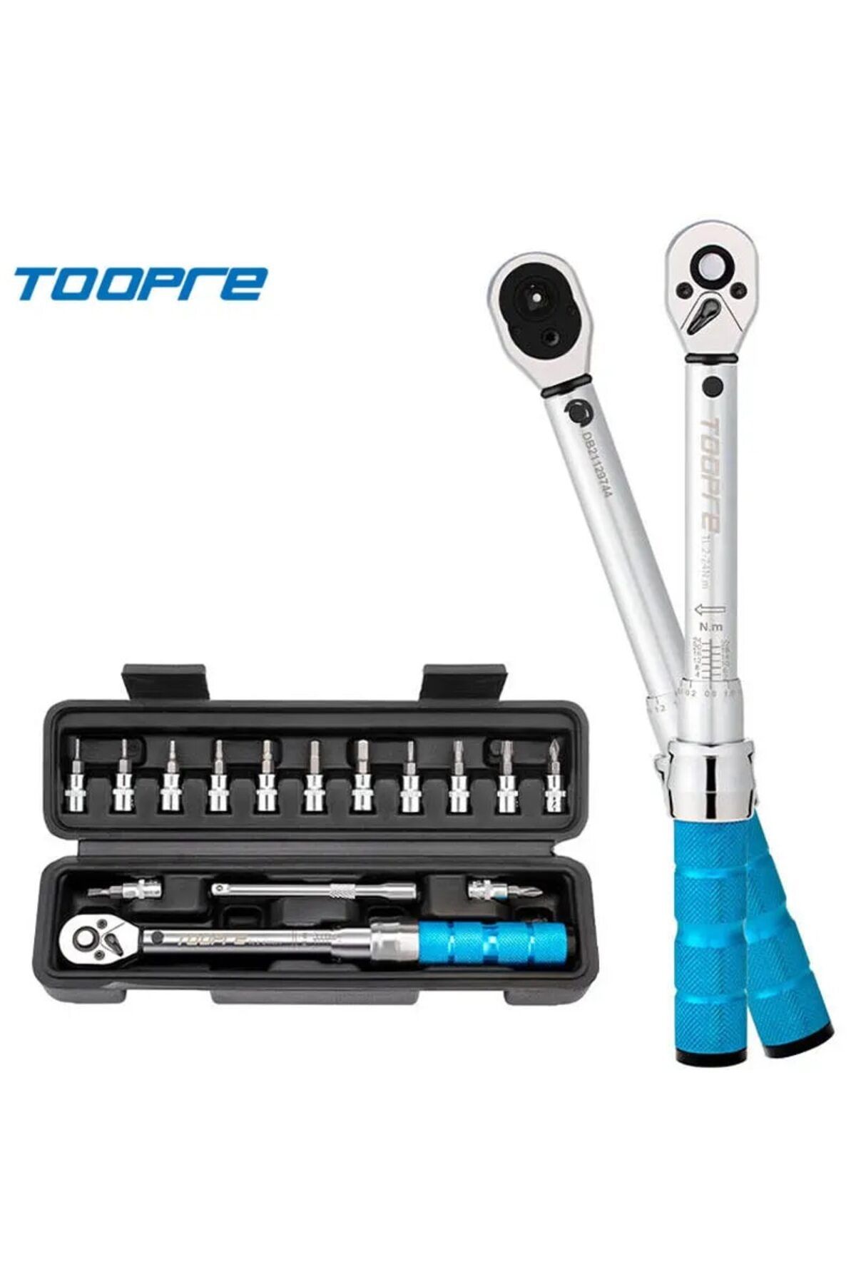 TOOPRE-15pcs Torque Wrench Set 1/4" 2-24Nm 5-25Nm Bike Torque Wrench Allen Key Tool Socket Spanner Set C... 2