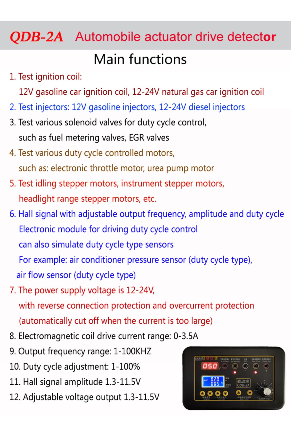 Choice-Upgrade QDB-2A 3A Automobile Ignition Coil Tester Car Idle Stepping Motor Solenoid Valve Injector... 5