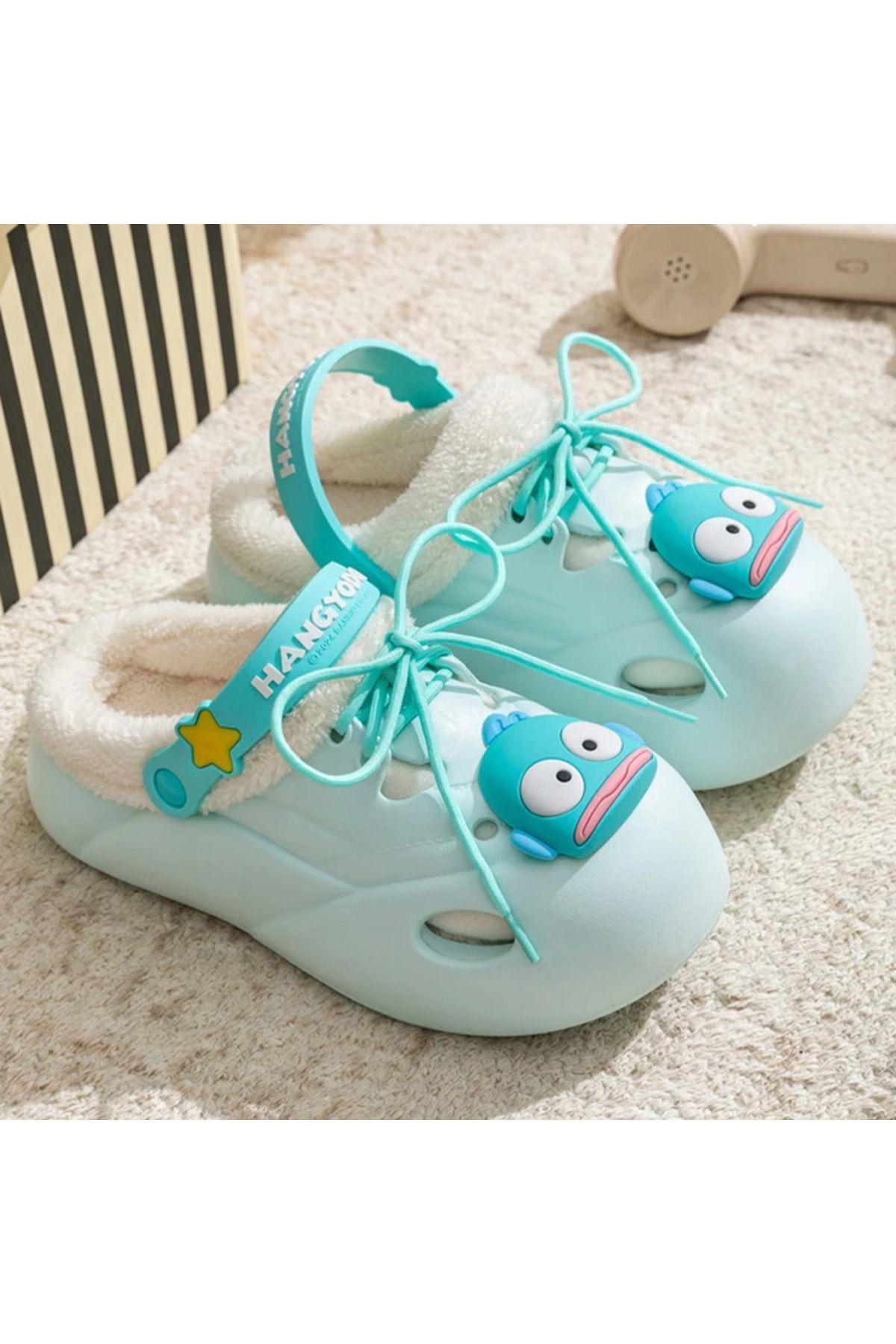 Choice-Genuine Sanrio Hangyodon Hello Kitty Plush Slippers Kuromi Warm Winter Indoor Slippers Flat Casua... 8
