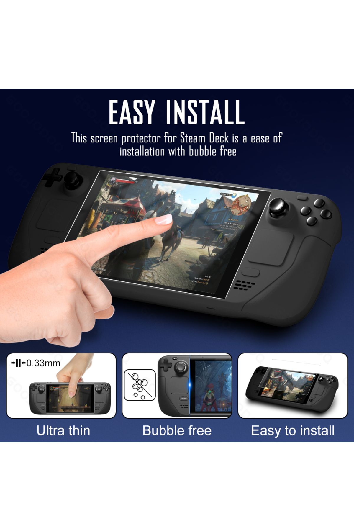 GOOJODOQ-3 Packs Tempered Glass For Steam Deck Screen Protector Protective Film 6