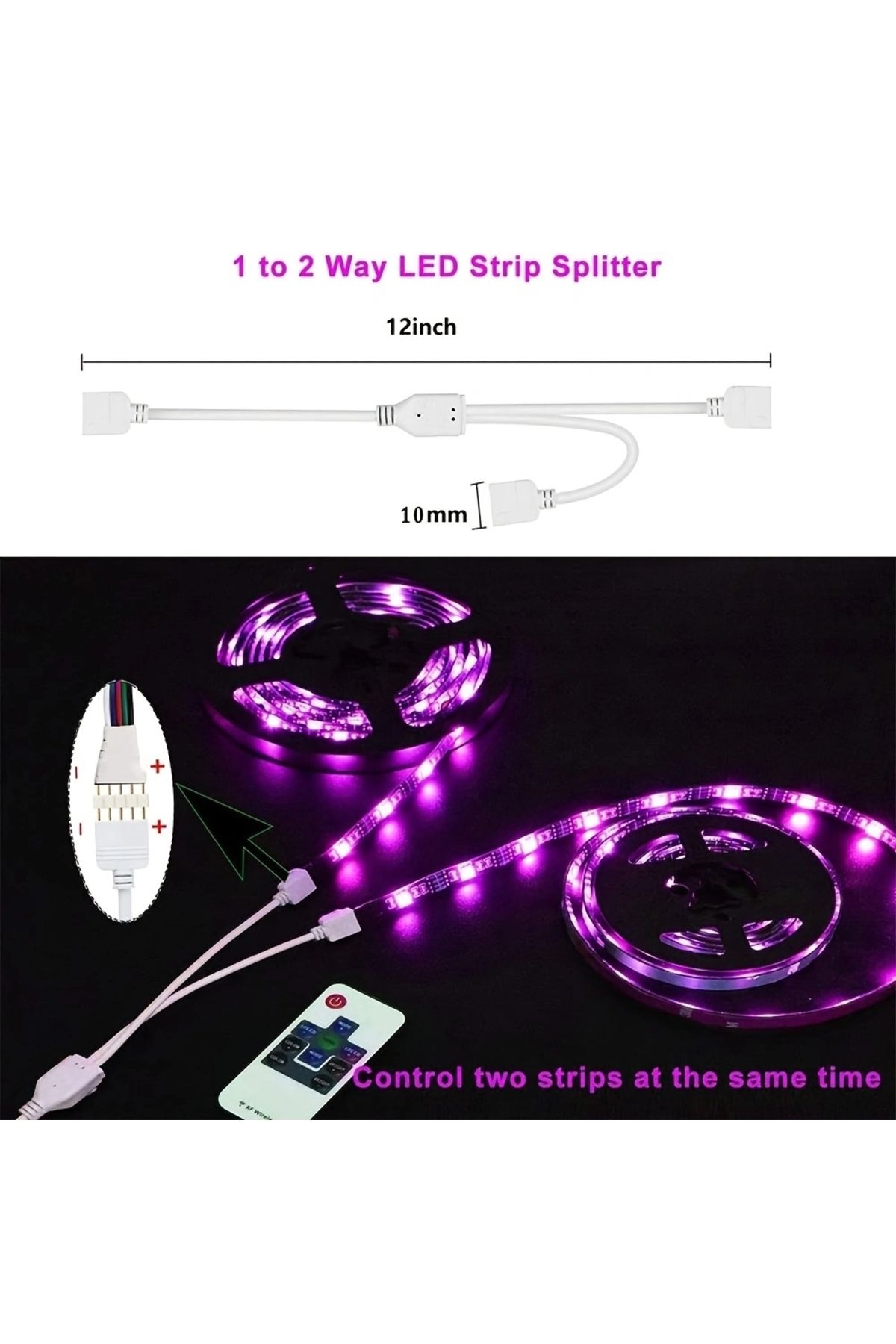 Choice-95Pcs LED Strip Connector for 5050 10mm 4Pin L Shape T Shape Solderless Gapless Adapter, 2 Way Sp... 7