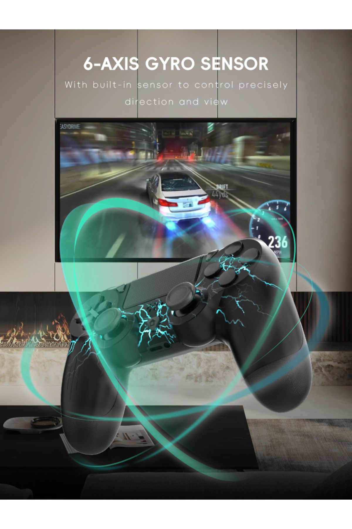 Choice-DATA FROG P02 Controller for PS4 Thunder LED Color Gamepad Bluetooth-Compatible Controller for PC... 4