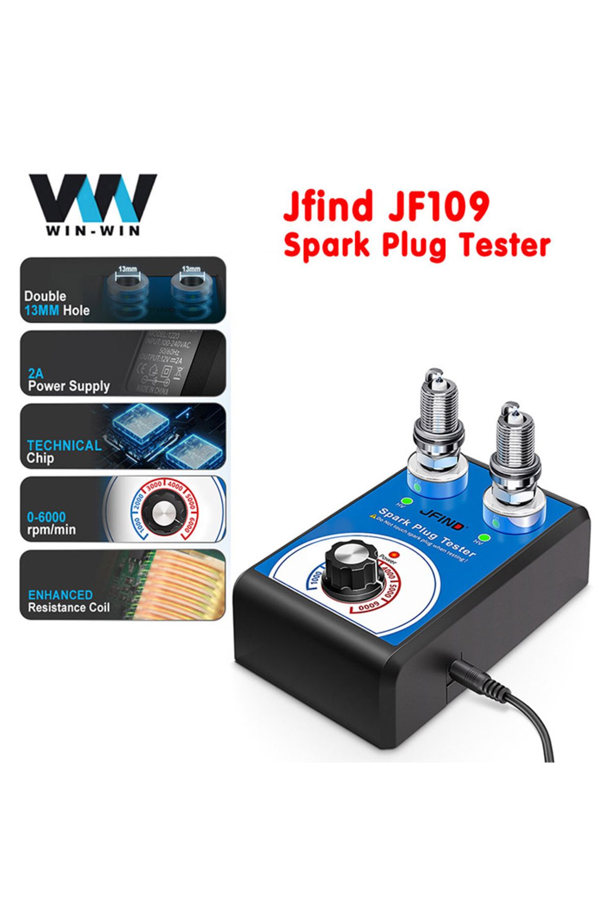 Choice-Spark Plug Tester Double hole Diagnostic Tool Car 12V Spark Tester 0-6000rpm Auto Engine Ignition... 8
