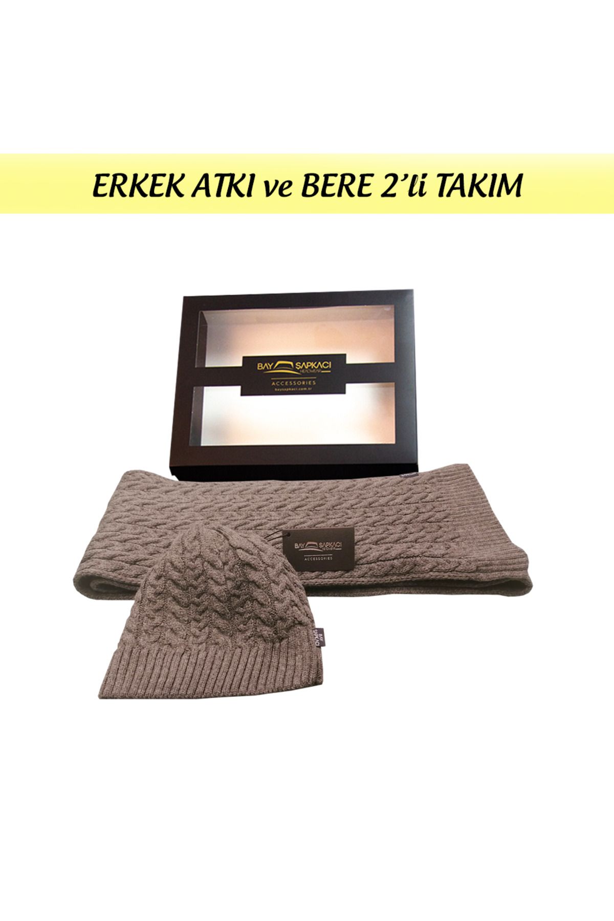 Bay Şapkacı Erkek Atkı Ve Bere 2'li Takım Gri 7569