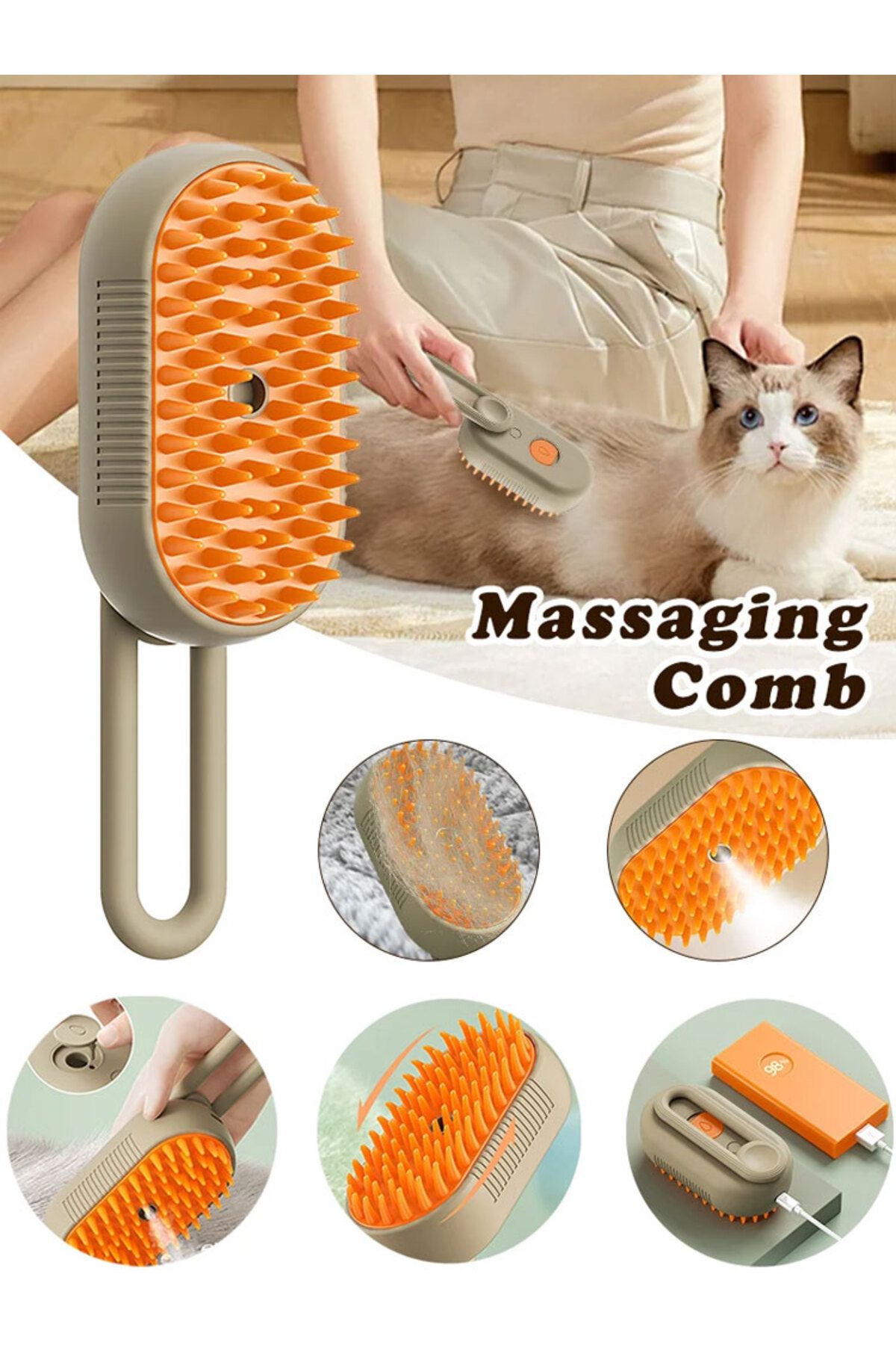 Choice-3 in 1 Pet Dog Cat Brush Cat Steam Brush Comb Dog Brush Electric Spray Cat Hair Brushes Massage P... 8