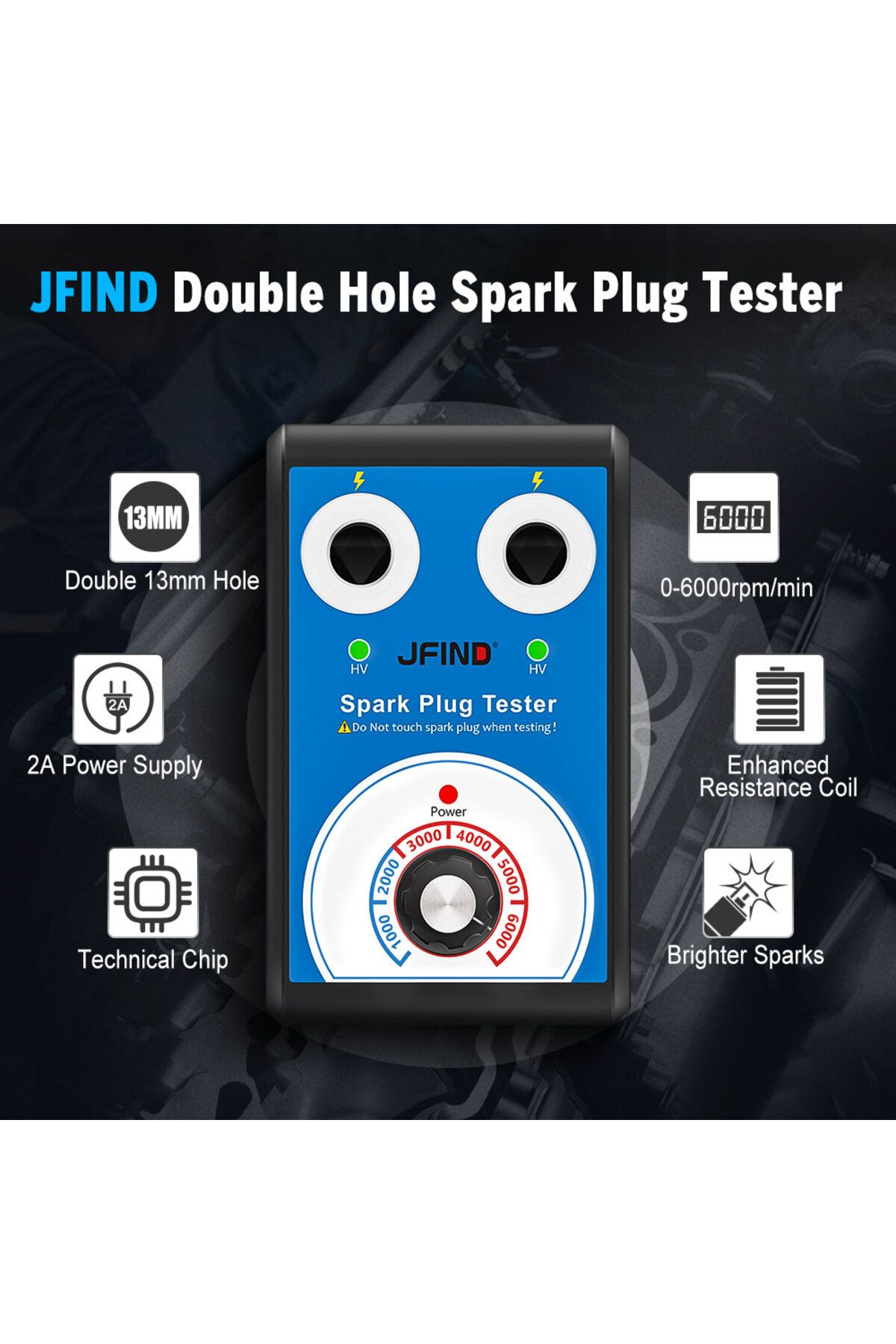 Choice-Spark Plug Tester Double hole Diagnostic Tool Car 12V Spark Tester 0-6000rpm Auto Engine Ignition... 4
