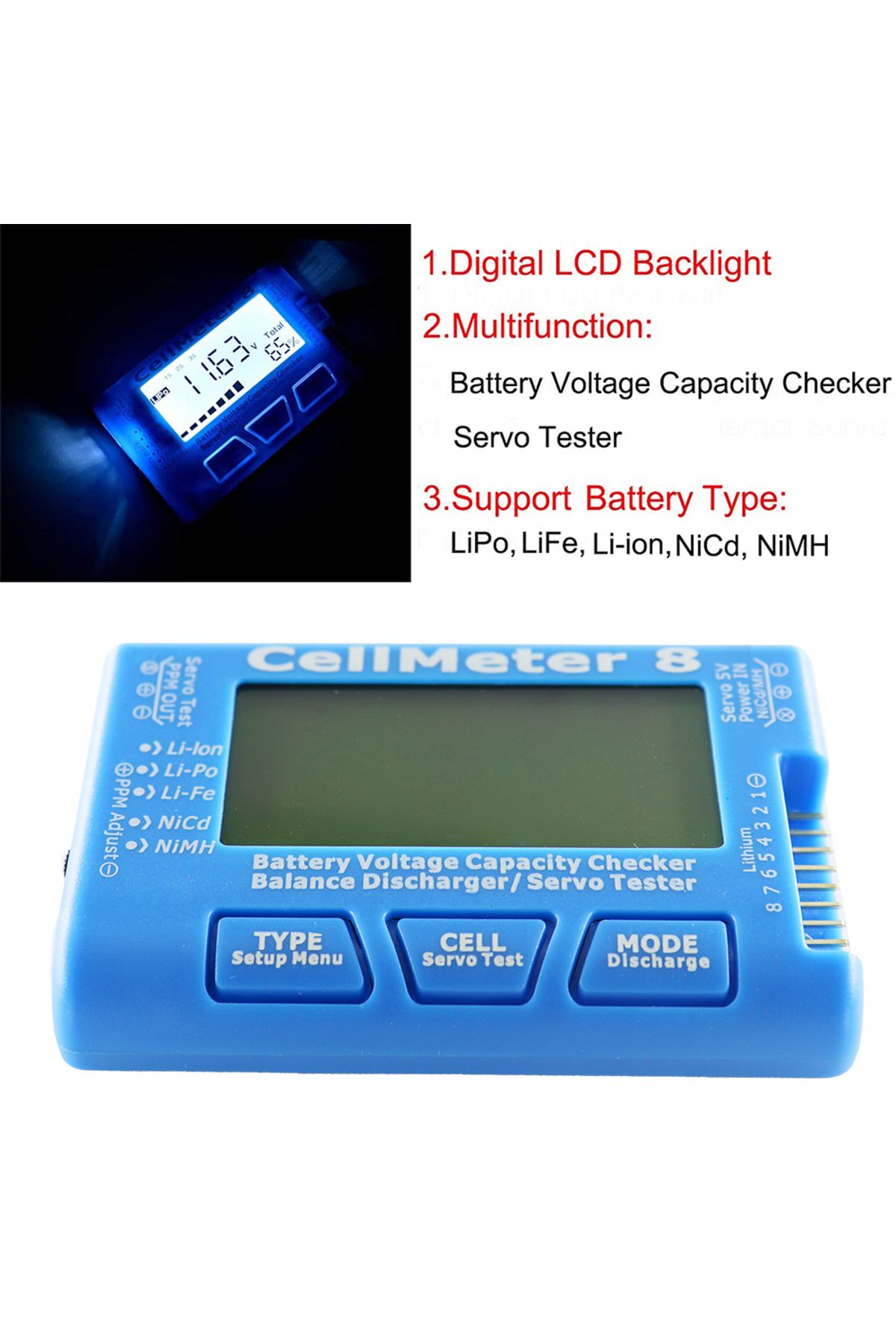 Choice-RC CellMeter-7 Digital Battery Capacity Checker LiPo LiFe Li-ion Nicd NiMH Battery Voltage Tester... 4