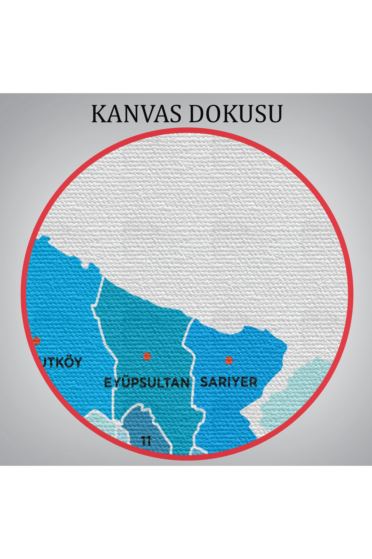 Istanbul Ili Ve Ilçeler Haritası Dekoratif Kanvas Tablo görsel 6