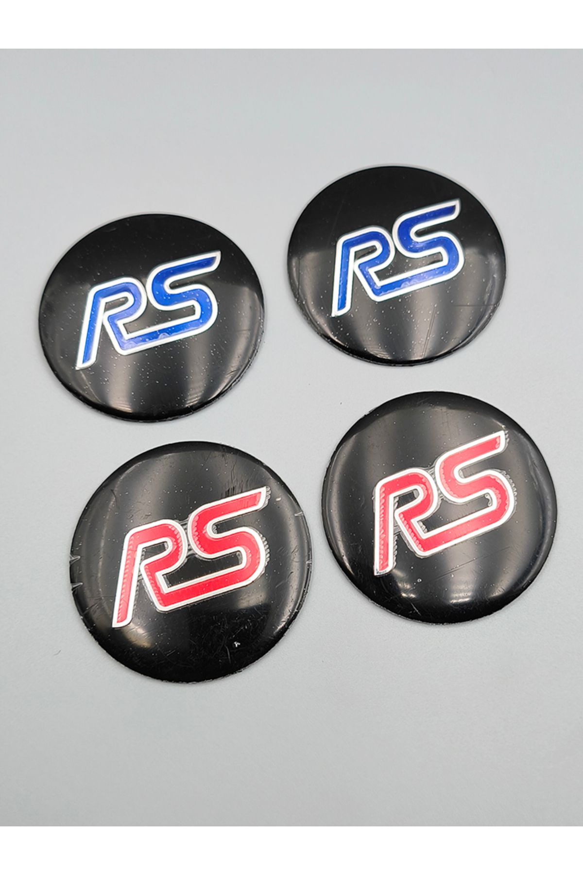 Choice-4pcs 56mm Blue Red Aluminium Rims Logo RS Wheel Center Caps Sticker Hubcaps Decal For MK2 MK3 MK1... 8