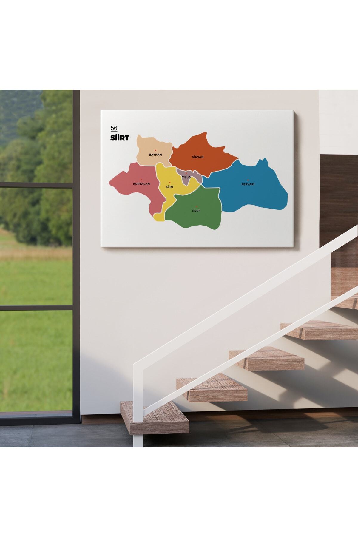 Siirt Ili Ve Ilçeler Haritası Dekoratif Kanvas Tablo-1 görsel 4