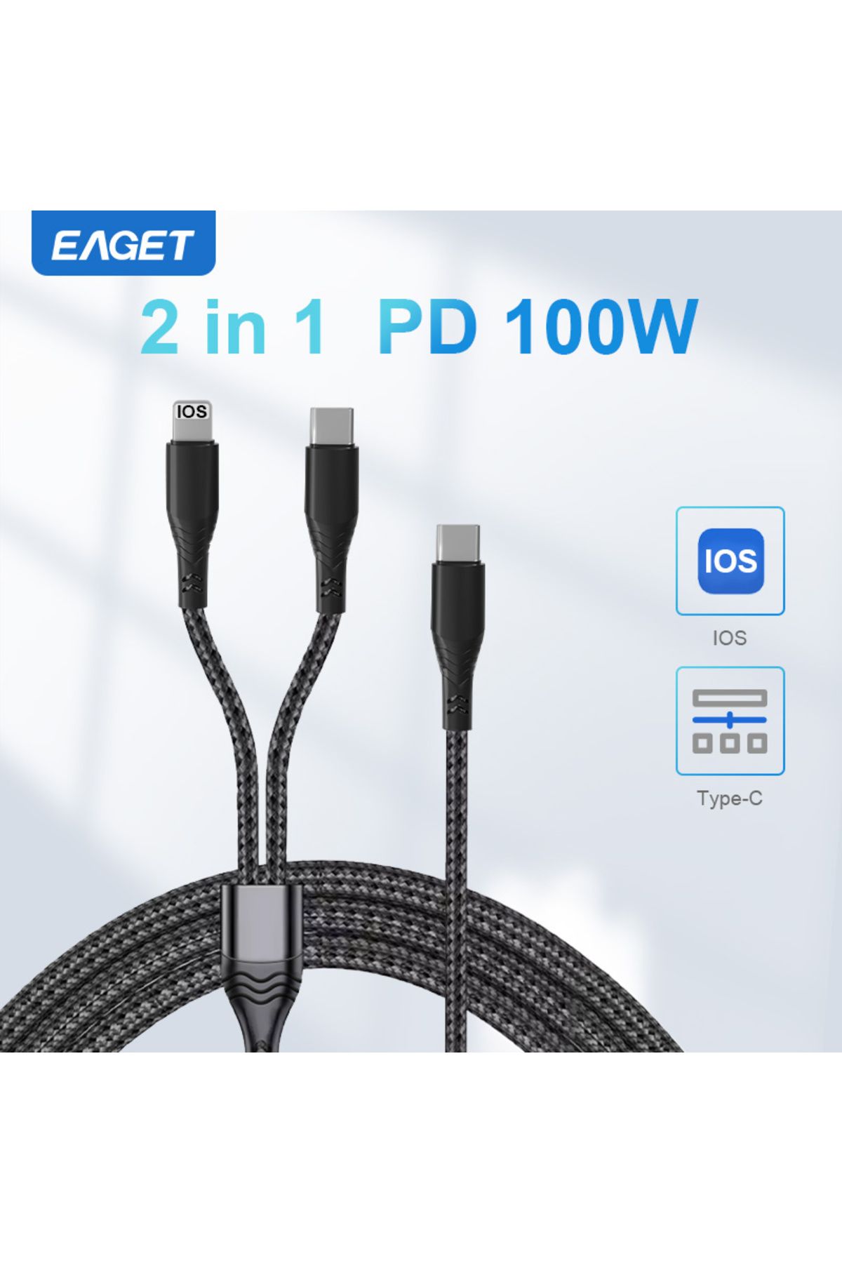 Choice-Eaget 2 in 1 USB C Cable For iPhone 15 100W PD Type C to C to Lightning QC 4.0 Fast Charging Cabl... 2