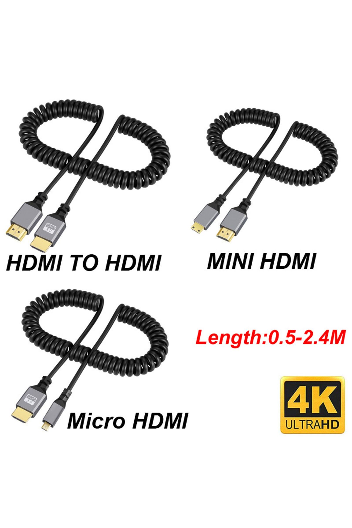 Choice-4K@60HZ 0.5-2.4M Micro mini HDMI-Compatible v2.0 TO HDMI Minihdmi Microhdmi Coiled Extension Flex... 8