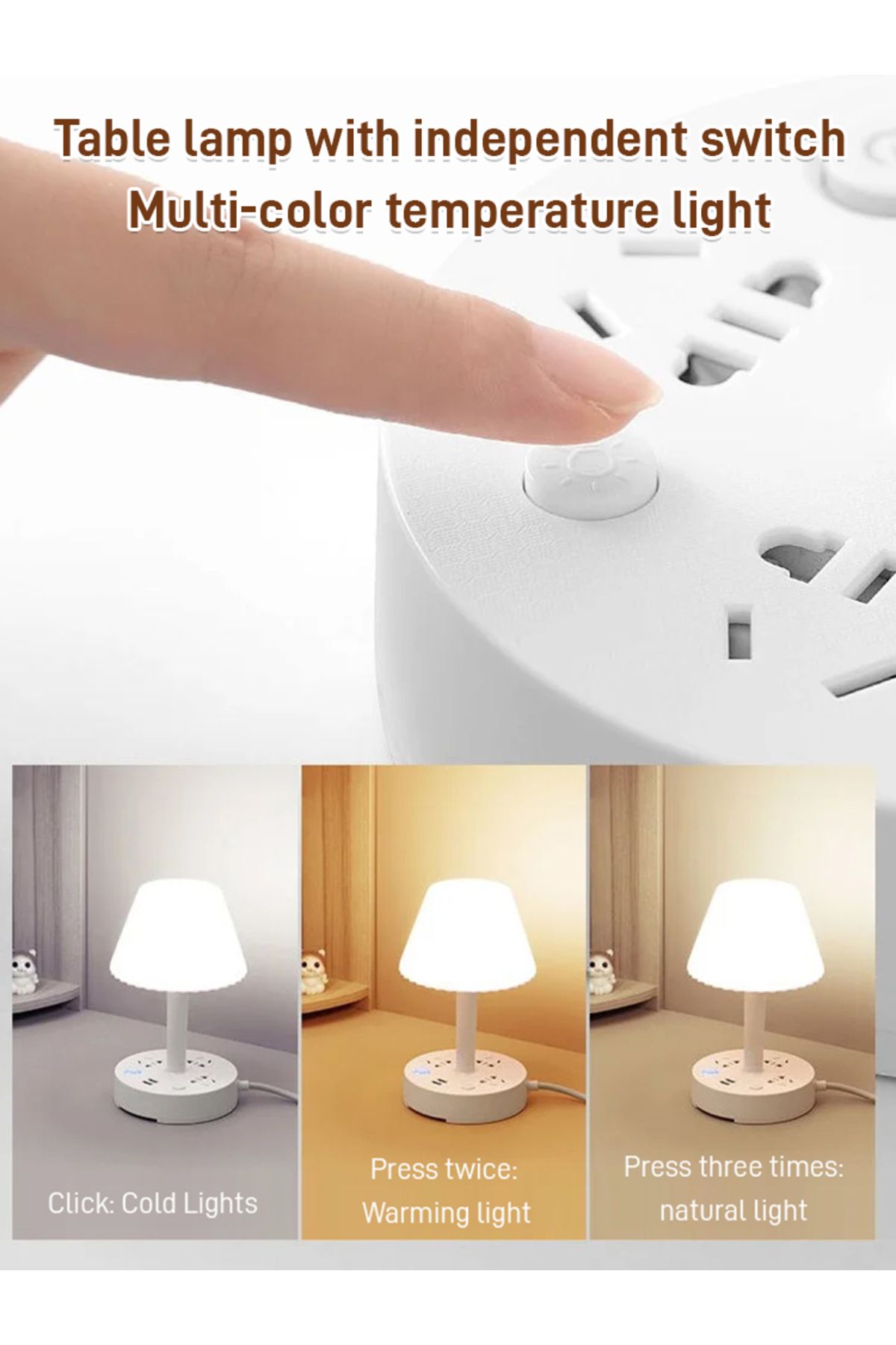 Choice-Multi-functional Convertible Socket Table Lamp Bedroom Bedside Lamp Third gear dimming USB charging 6