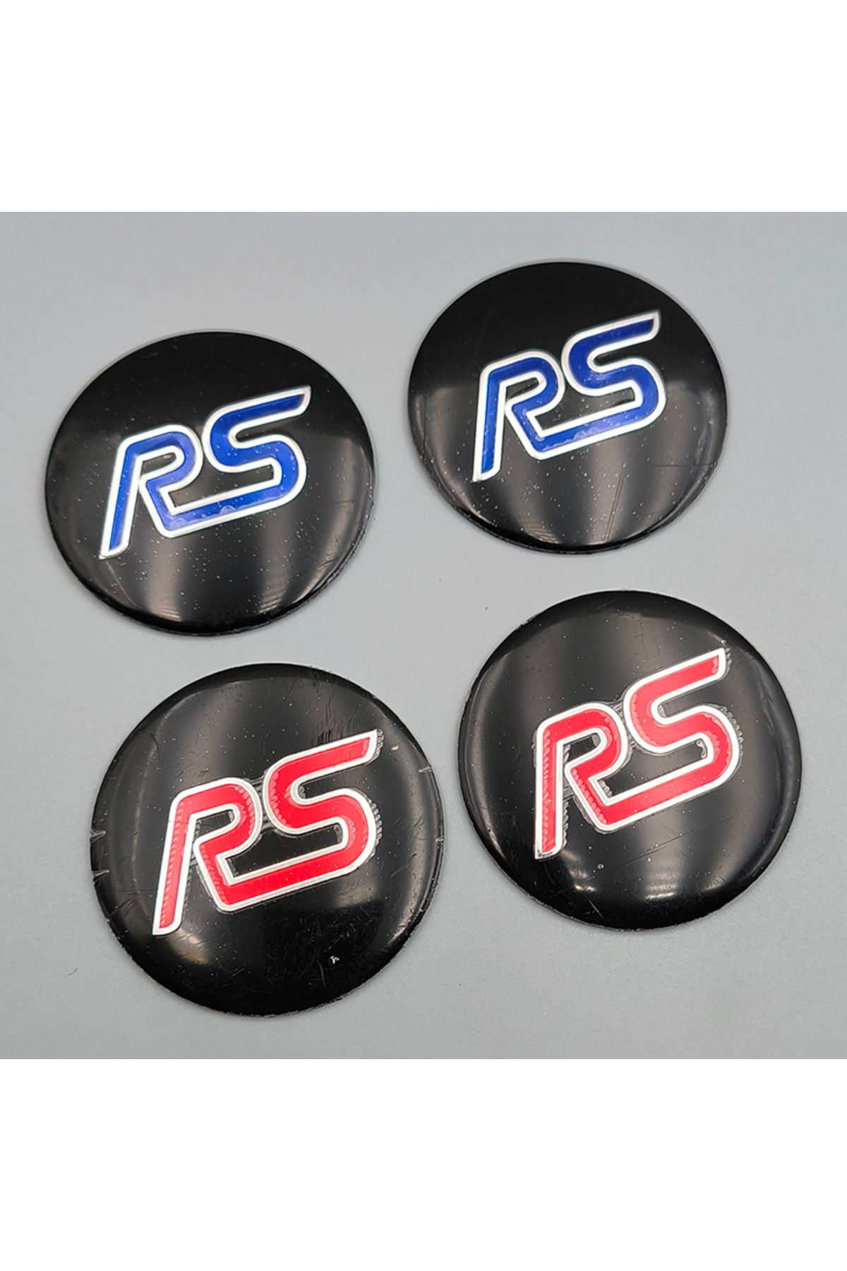 Choice-4pcs 56mm Blue Red Aluminium Rims Logo RS Wheel Center Caps Sticker Hubcaps Decal For MK2 MK3 MK1... 2