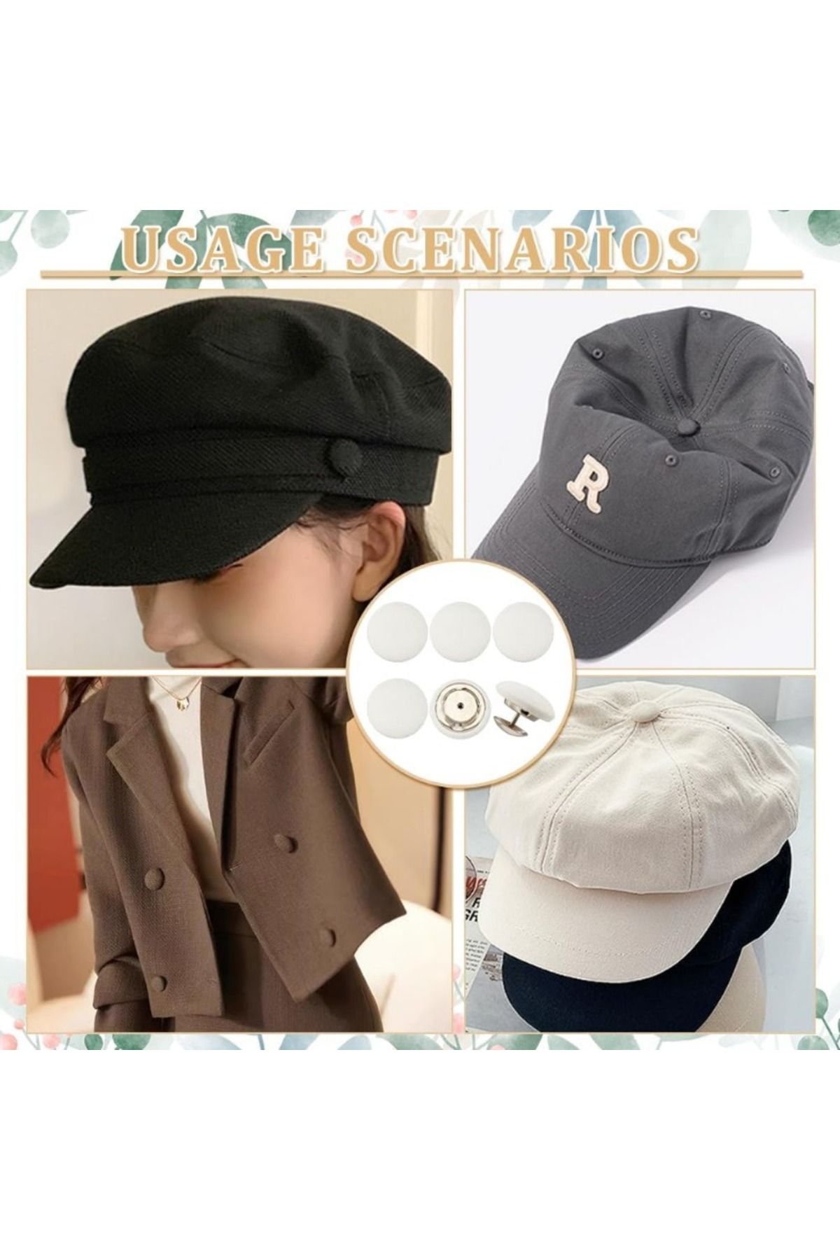 Choice-32 Sets 0.67Inch Baseball Cap Button Top Replacement Hats Buttons White Cloth Covered Hat Button ... 7
