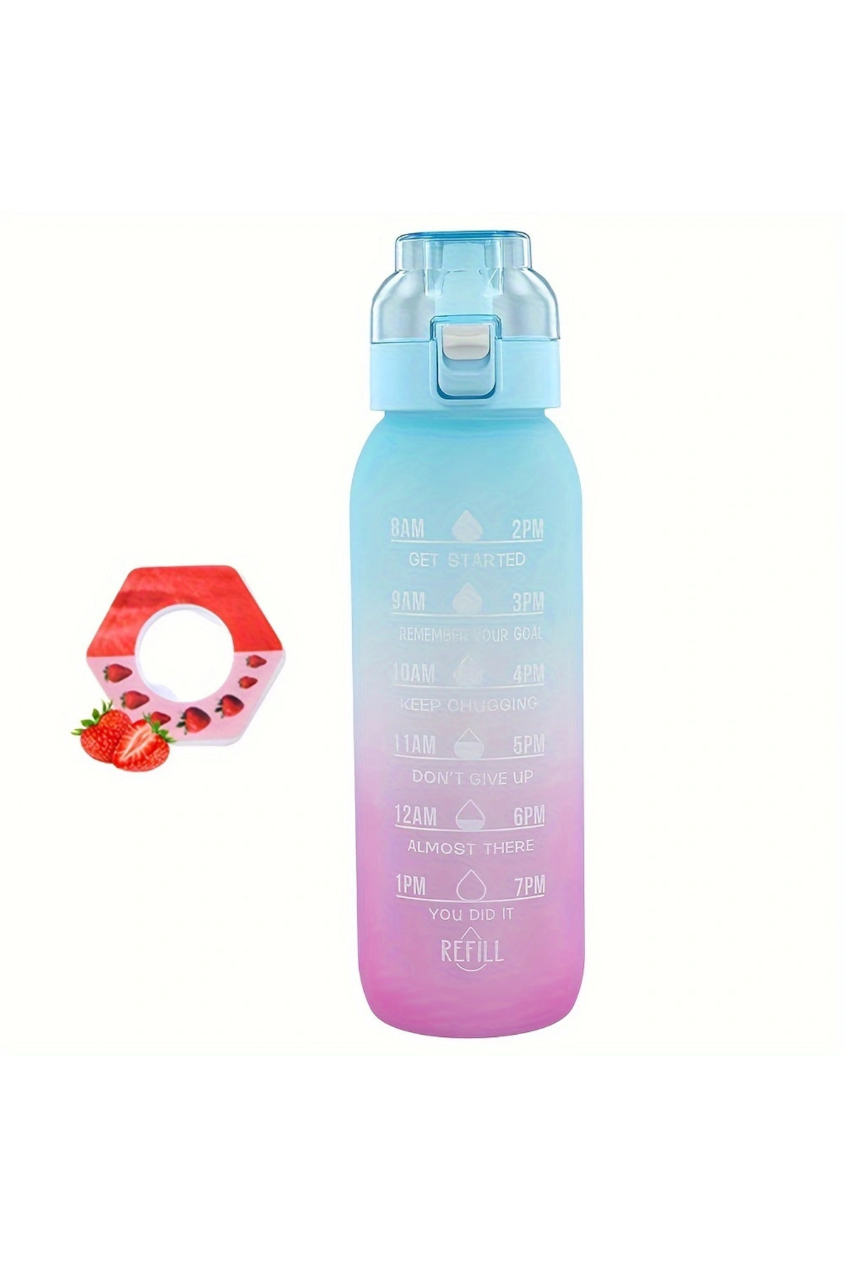 Choice-1L Water Bottle With Strawberry Flavour pods BPA Free Drinking Bottles with Straw 0 Sugar 0 Calor... 1