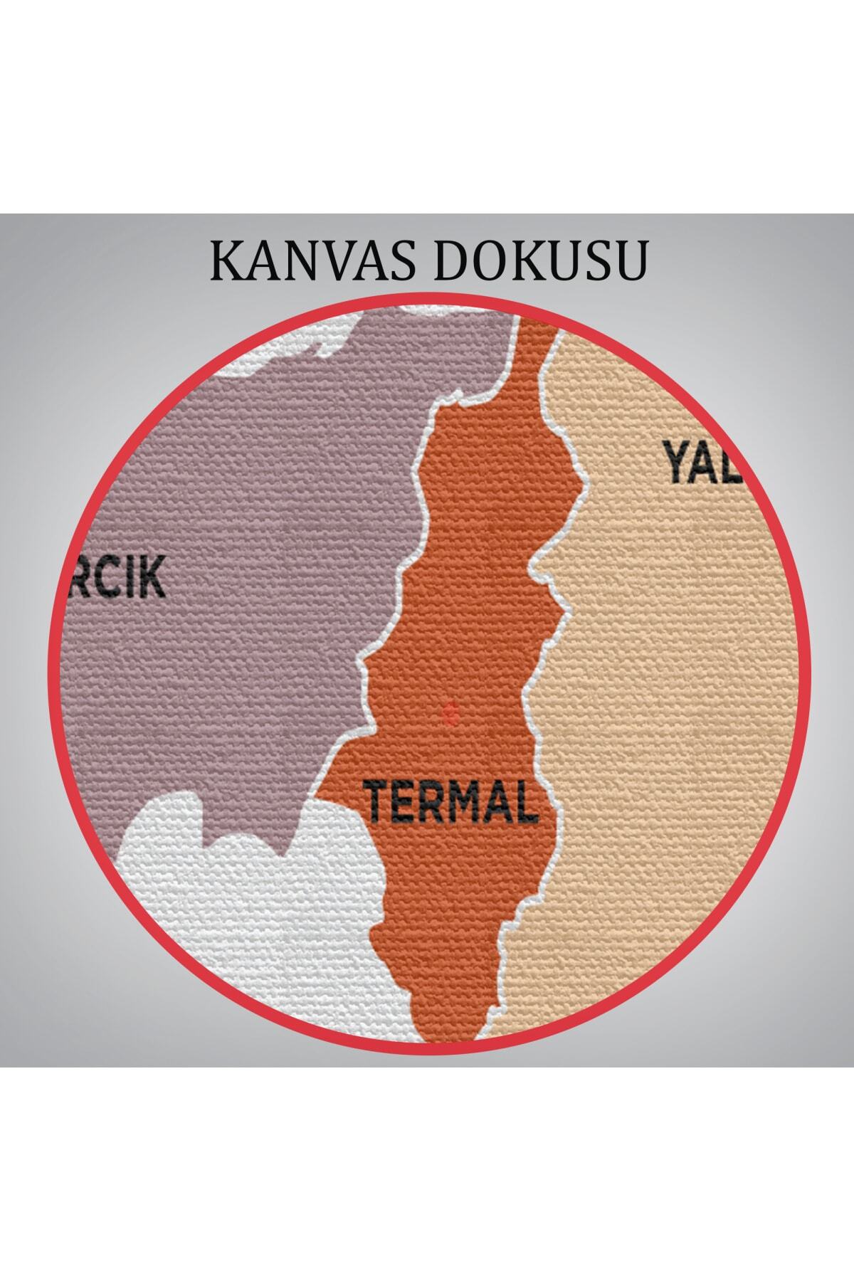 Yalova Ili Ve Ilçeler Haritası Dekoratif Kanvas Tablo-1 görsel 6