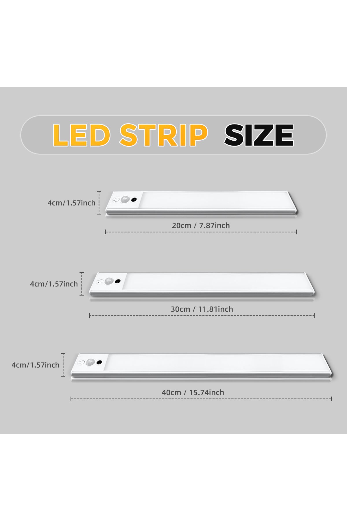 aiopp-20cm 72leds LED Under Cabinet Lights, 3 in 1 Motion Sensor Lights Indoor with Hand Wave Activated, 3 2