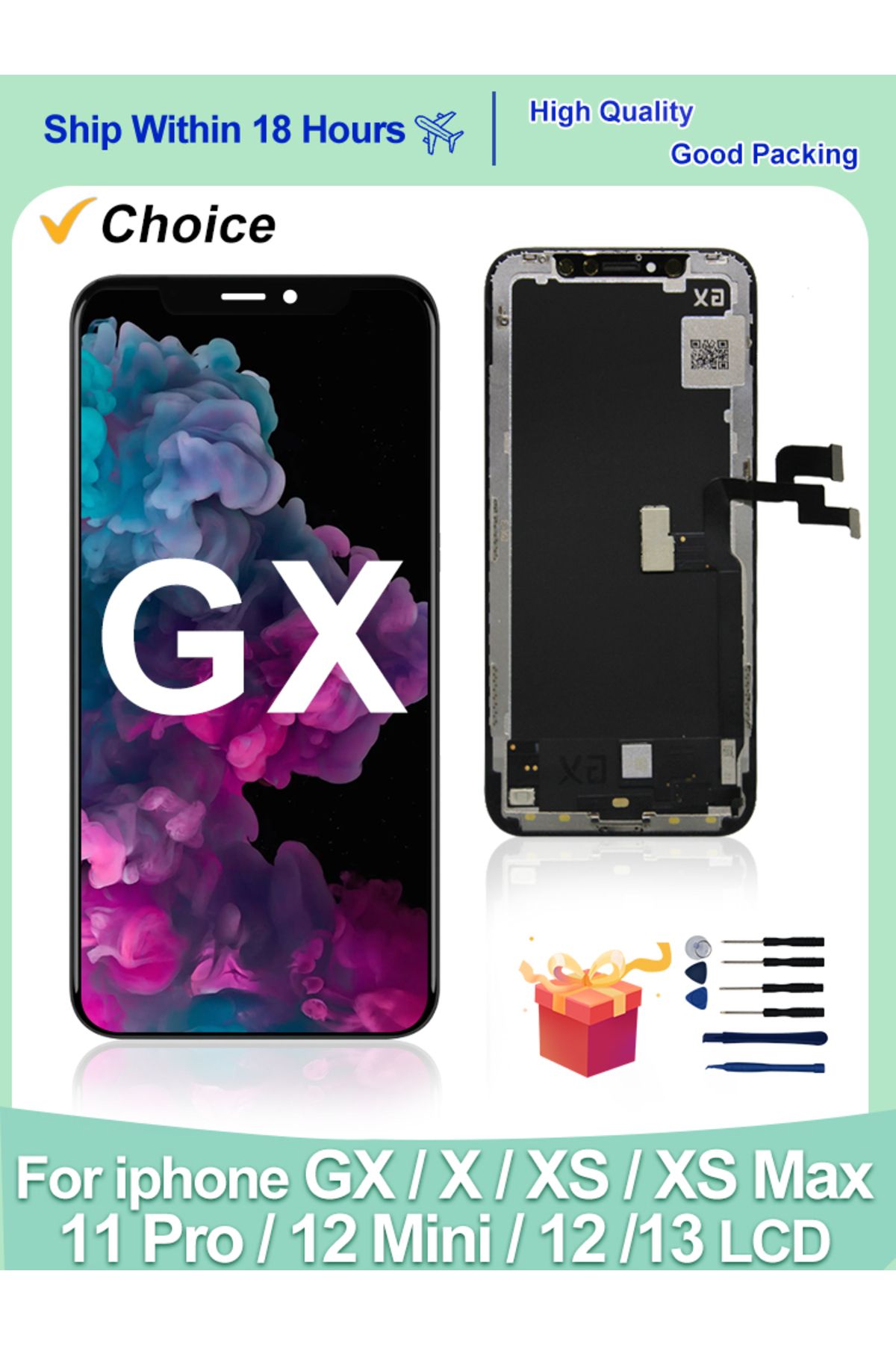 MSMADE-GX AMOLED For iPhone X XS Max LCD Display True Tone With 3D Touch Screen For iPhone 11 12 Pro Max... 7