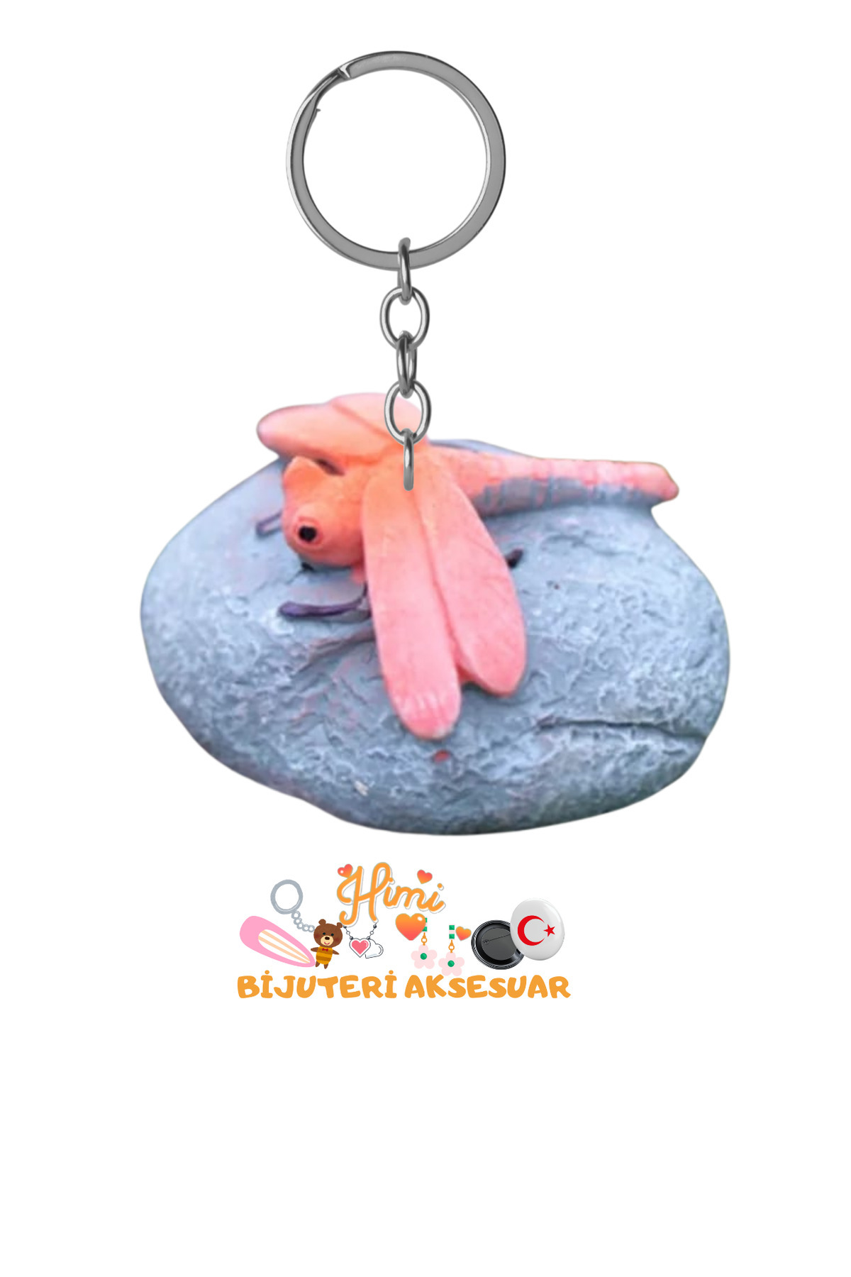 Taştaki Sinek Anahtarlık ve Sırt Çantası Süsü Oto Anahtarlık Süsü Okul Çantası Spor Çantası Süsü