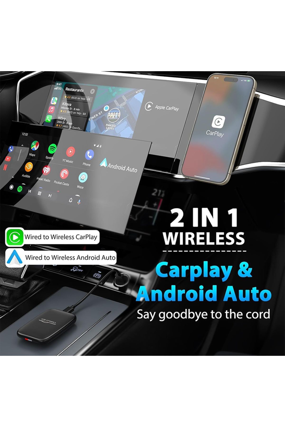 WDSZKMYF-2024 Carplay Ai Box 4 in 1 Wireless Android Auto Smart TV Box Car Android Intelligent System For ... 3