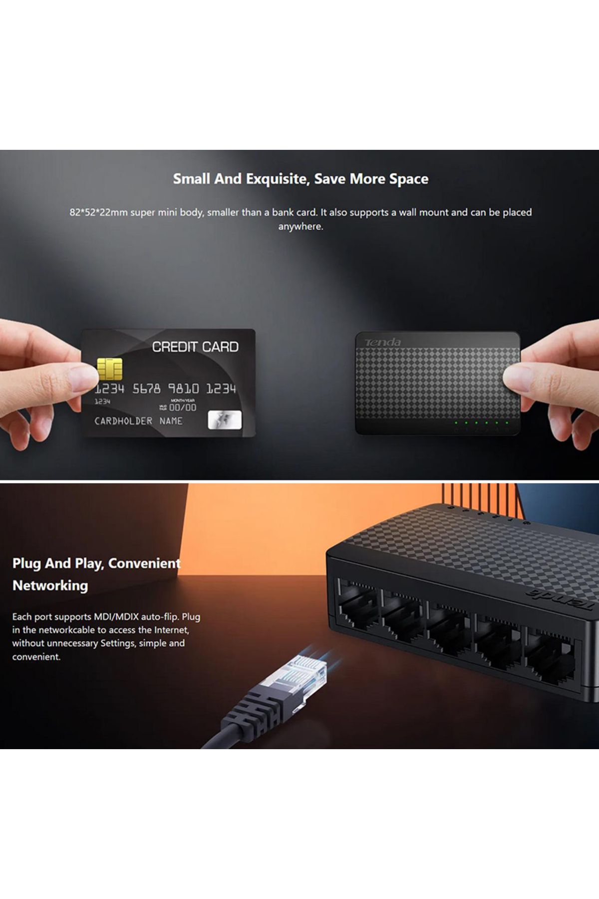 Tenda-SG105M All Gigabit Ports High-speed Network 5-Port Ethernet Switch 1000Mbps Fast Lan Hub Fu... 3