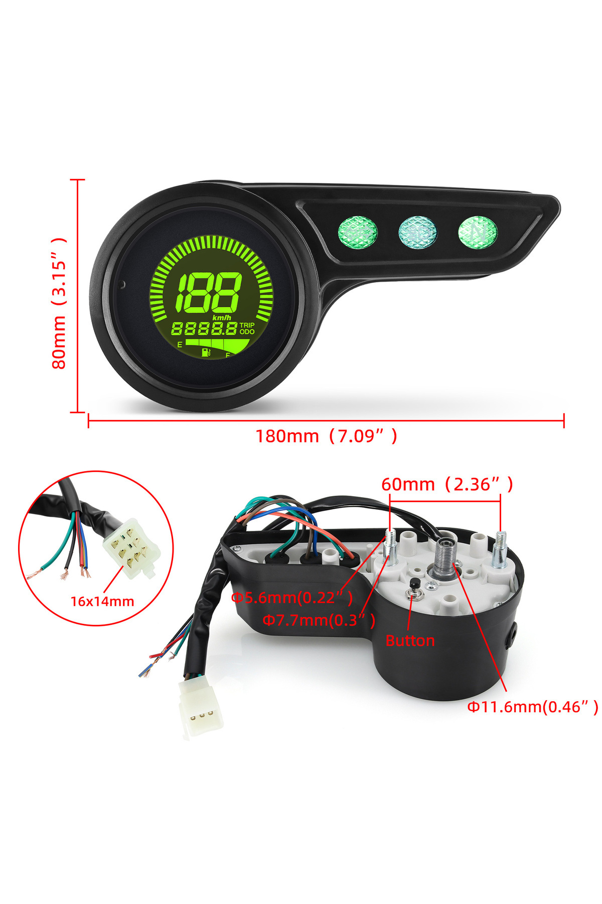 MAIMEIMI-7Colors Digital Speedometer LED Display Universal Tachometer Oil Fuel Level Dashboard for kawasak... 6