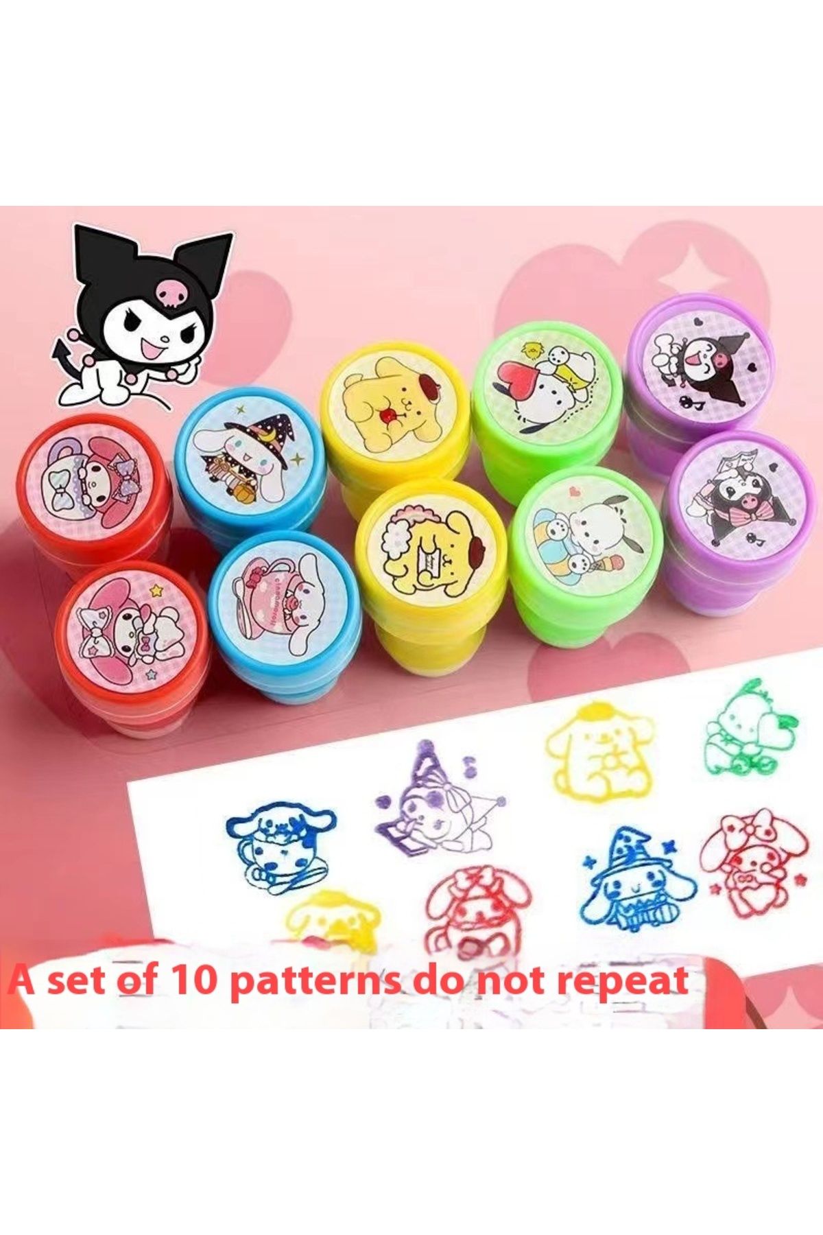 Choice-Sanrio Samps For Kids Cartoon Kawaii Cinnamoroll Kuromi Self-Ink Teacher Stamps Party Favor Child... 5