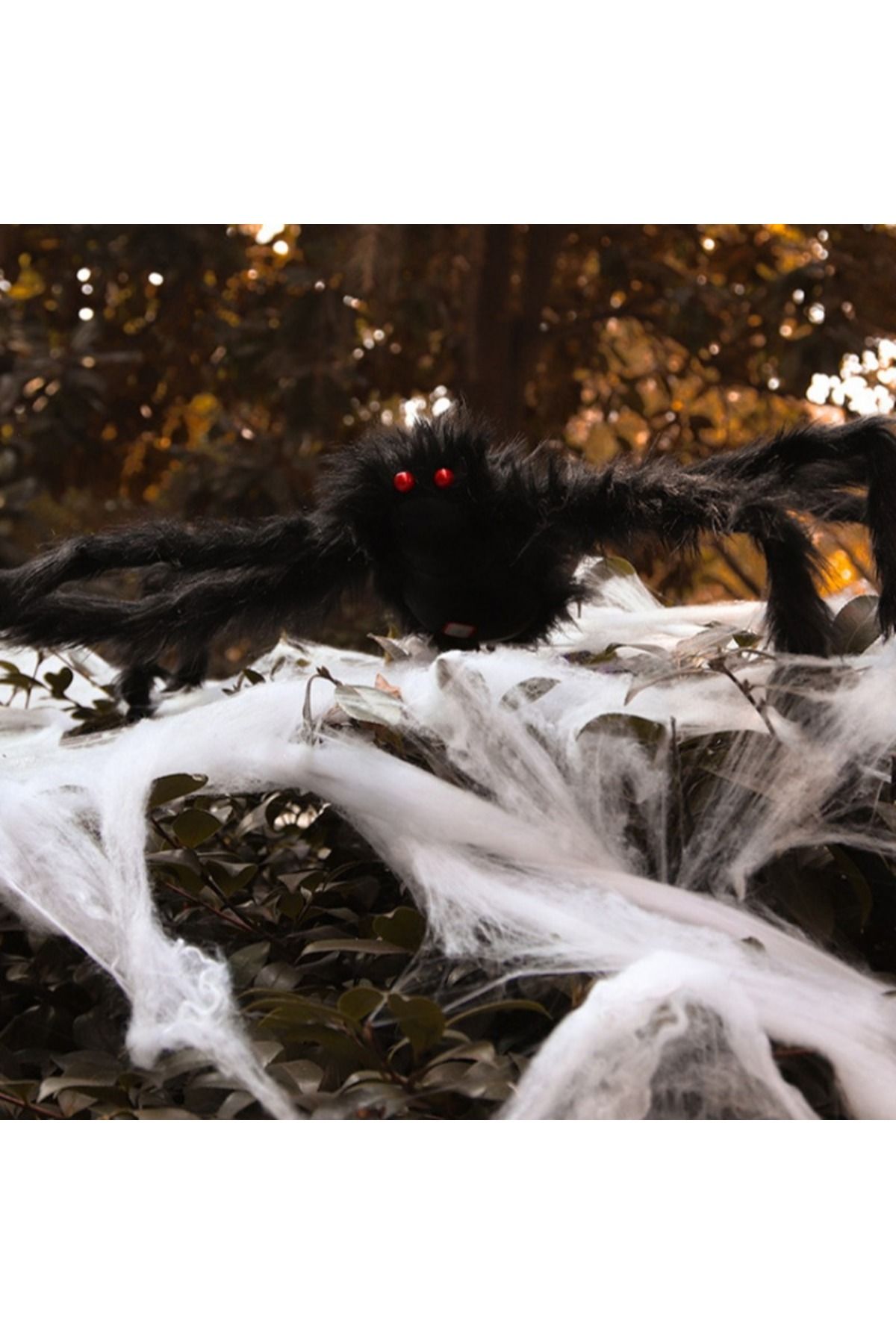 Choice-75cm Red Eyes Black Scary Giant Spider Huge Spider Web Halloween Decoration Props Haunted House I... 6