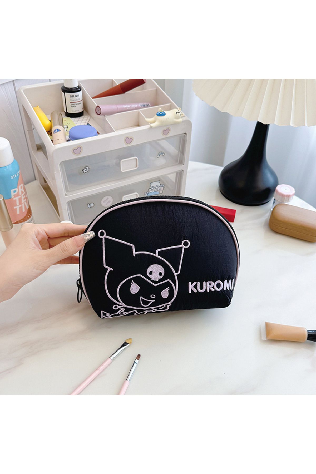 Choice-Sanrio Shell Makeup Bag Kawaii Anime Hello Kitty Kuromi Melody Pochacco Portable Cosmetic Bag Cut... 1