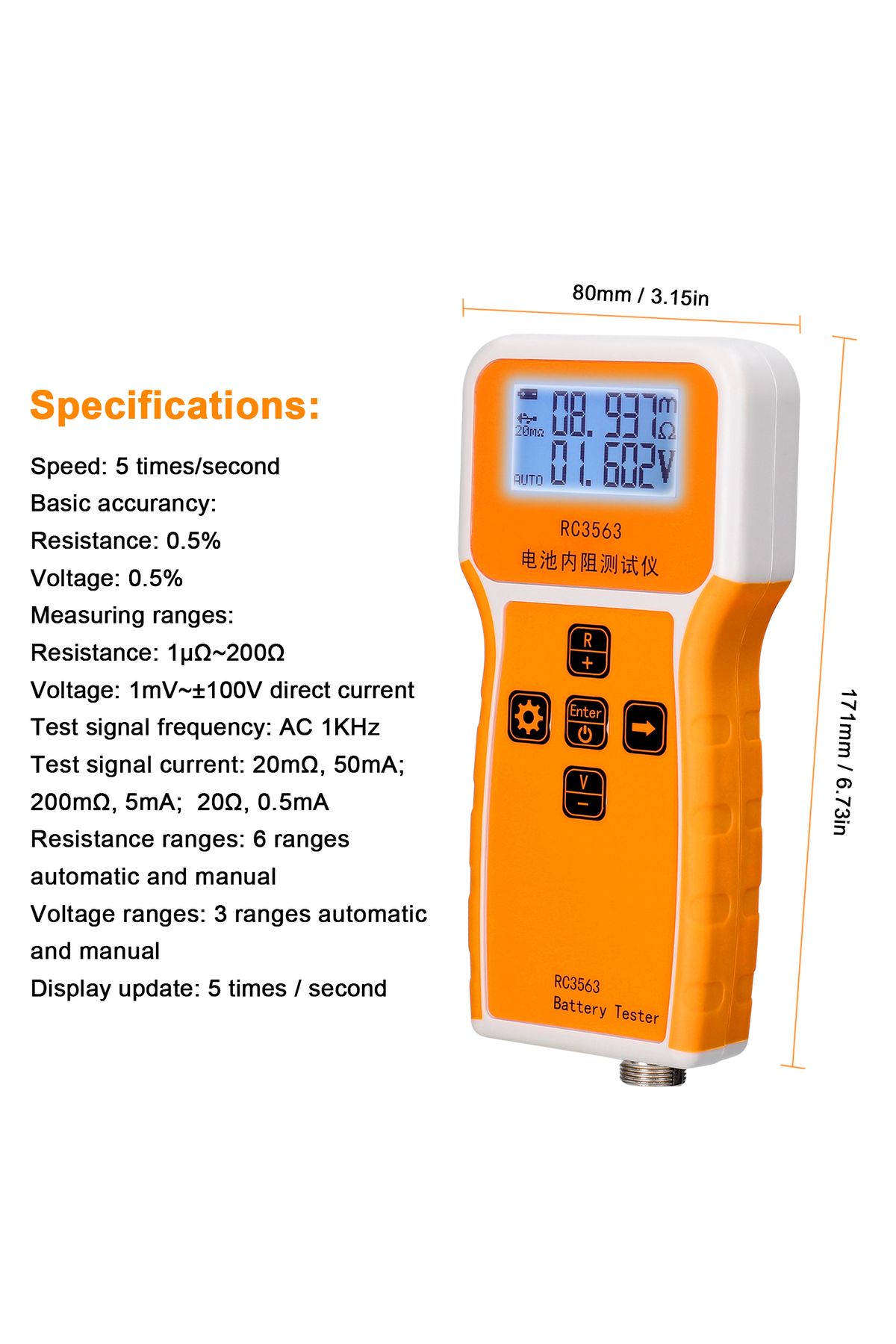 Choice-RC3563 200? 100V Battery Internal Resistance Voltage Tester 3-digit Battery Tester High-precise T... 4