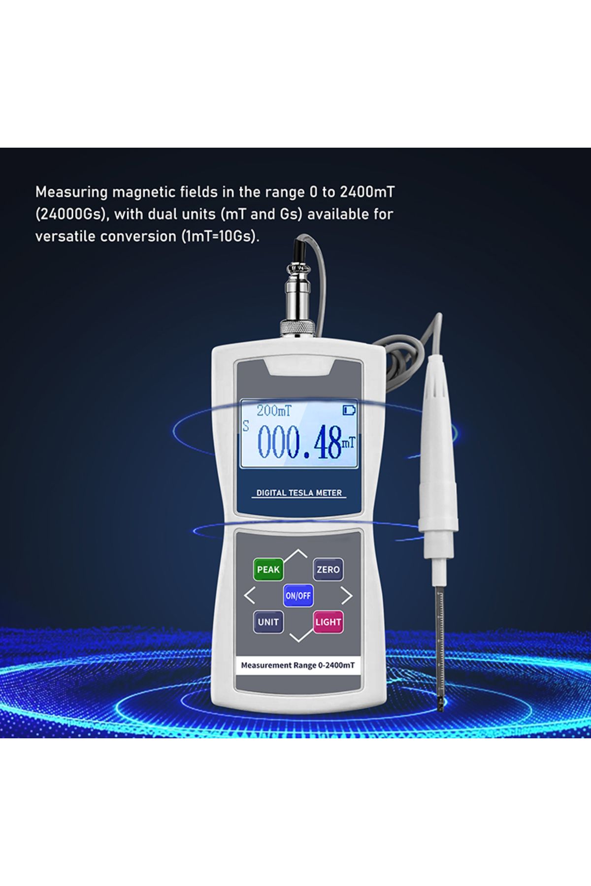 Choice-Digital Tesla Meter Gaussmeter 200mT/2000mT Standard Radial Hall Probe High Accuracy Sensitive Su... 6