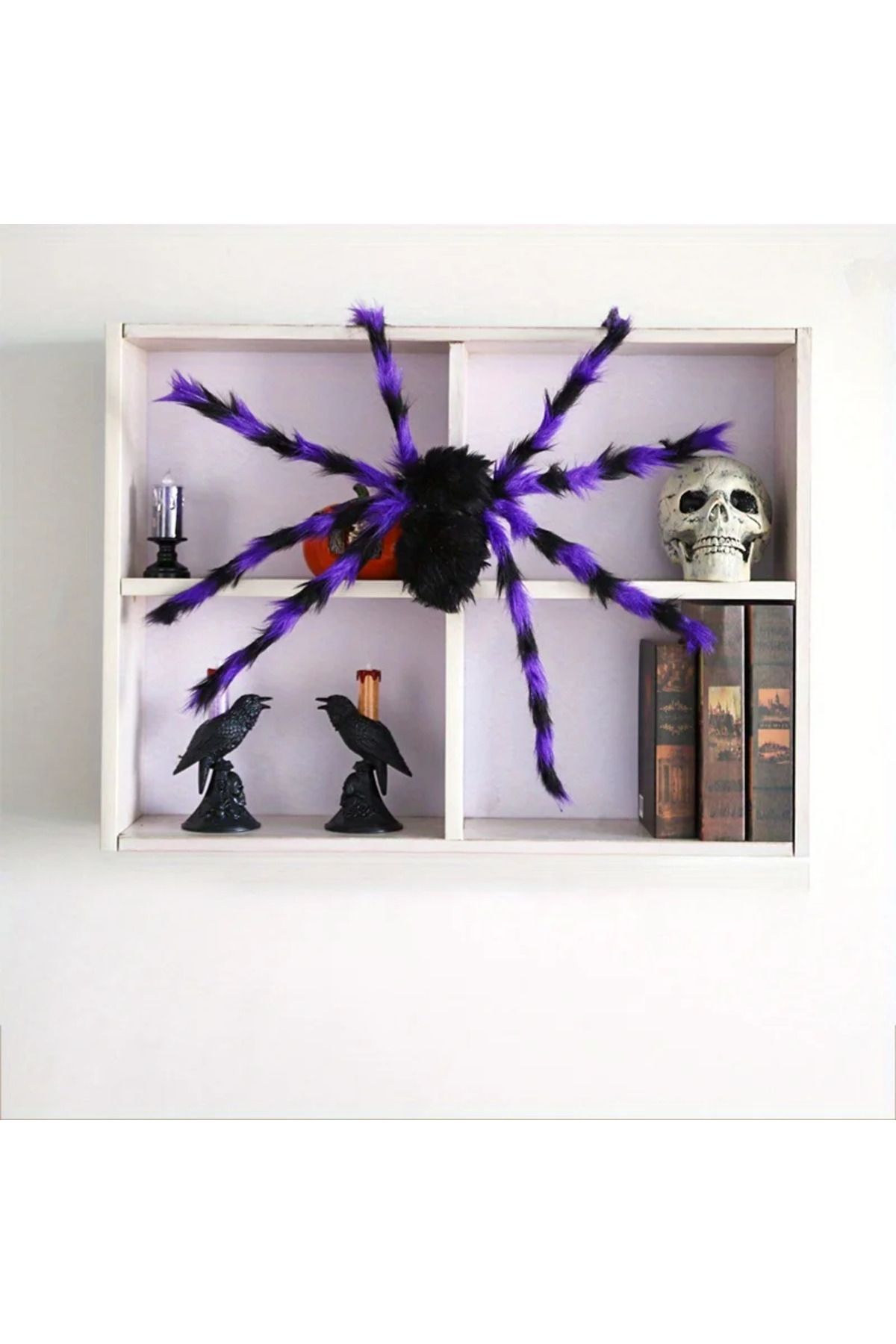 Choice-75cm Red Eyes Black Scary Giant Spider Huge Spider Web Halloween Decoration Props Haunted House I... 1