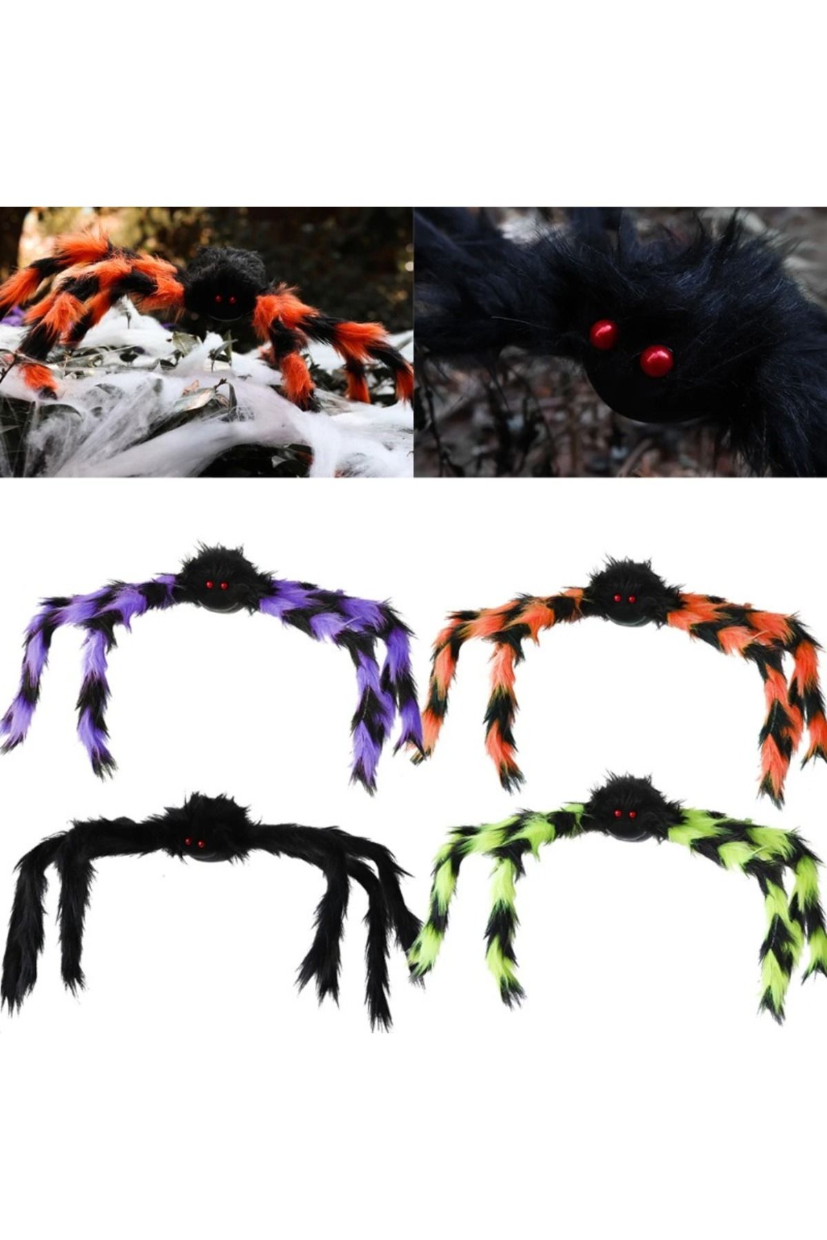 Choice-75cm Red Eyes Black Scary Giant Spider Huge Spider Web Halloween Decoration Props Haunted House I... 8