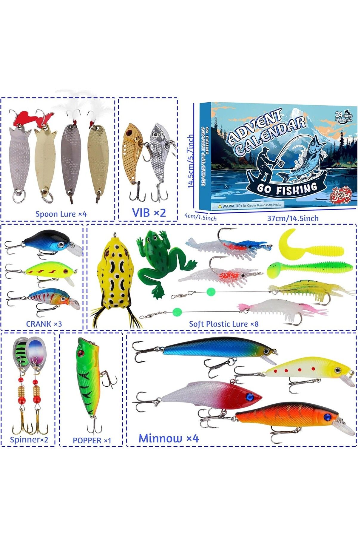 Choice-24pc Fishing bait blind box-24 Days Christmas Countdown Fish Tackle Set Xmas Surprise Fish Gift f... 3