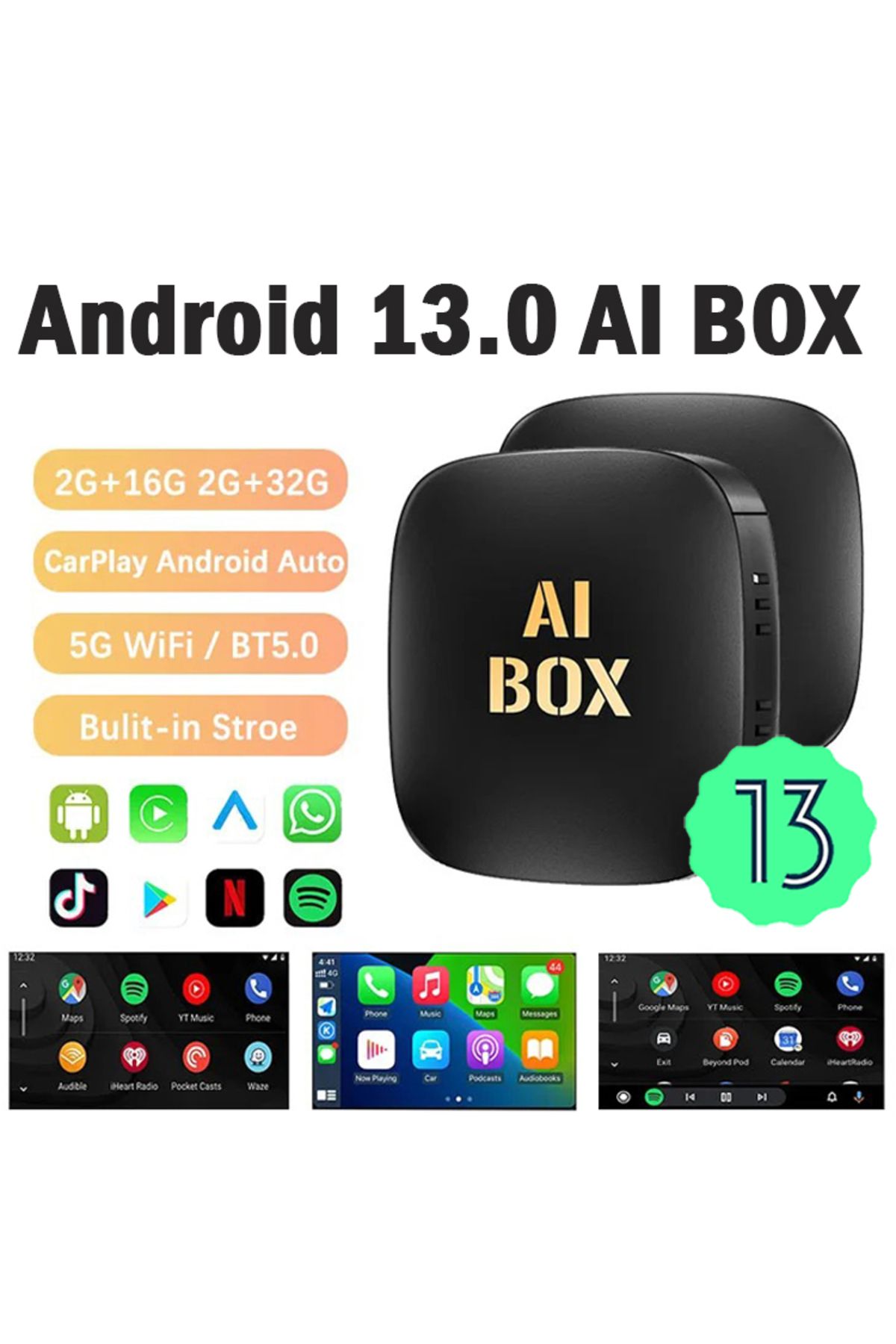 WDSZKMYF-3 In 1 CarPlay AI Box Android 13 Wired To Wireless CarPlay Android Auto For Netflix YouTube FOTA ... 8